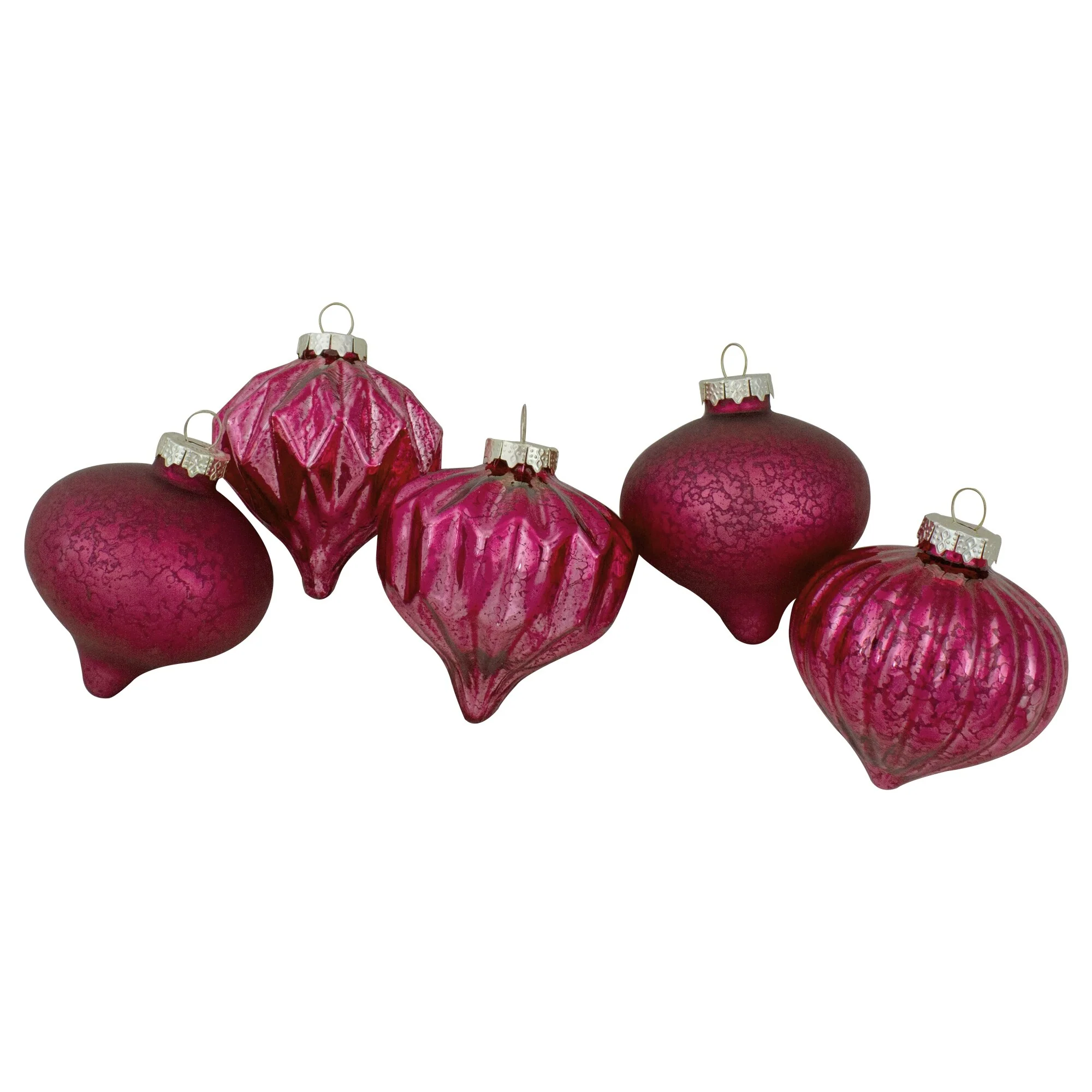 12ct Pink Mercury Glass Style Glass Christmas Ornament Set 3