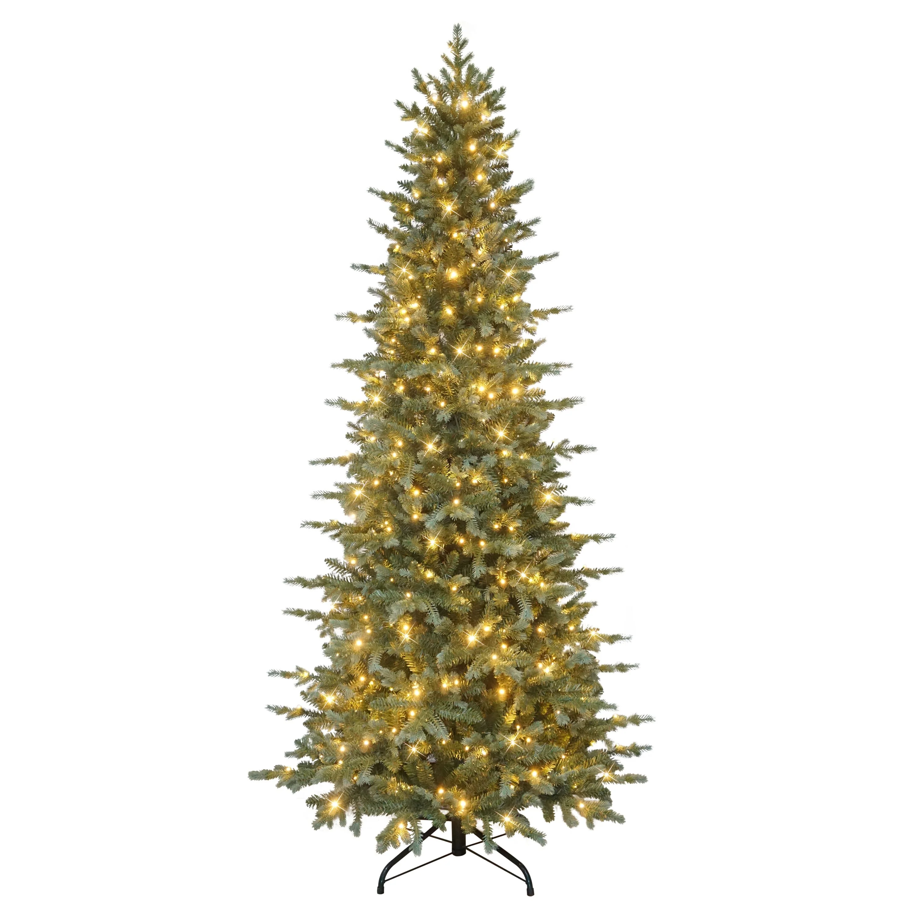 Puleo International 7.5' Pre-Lit Slim Linden Fir Artificial Tree with 350 Dual-Color LED Lights