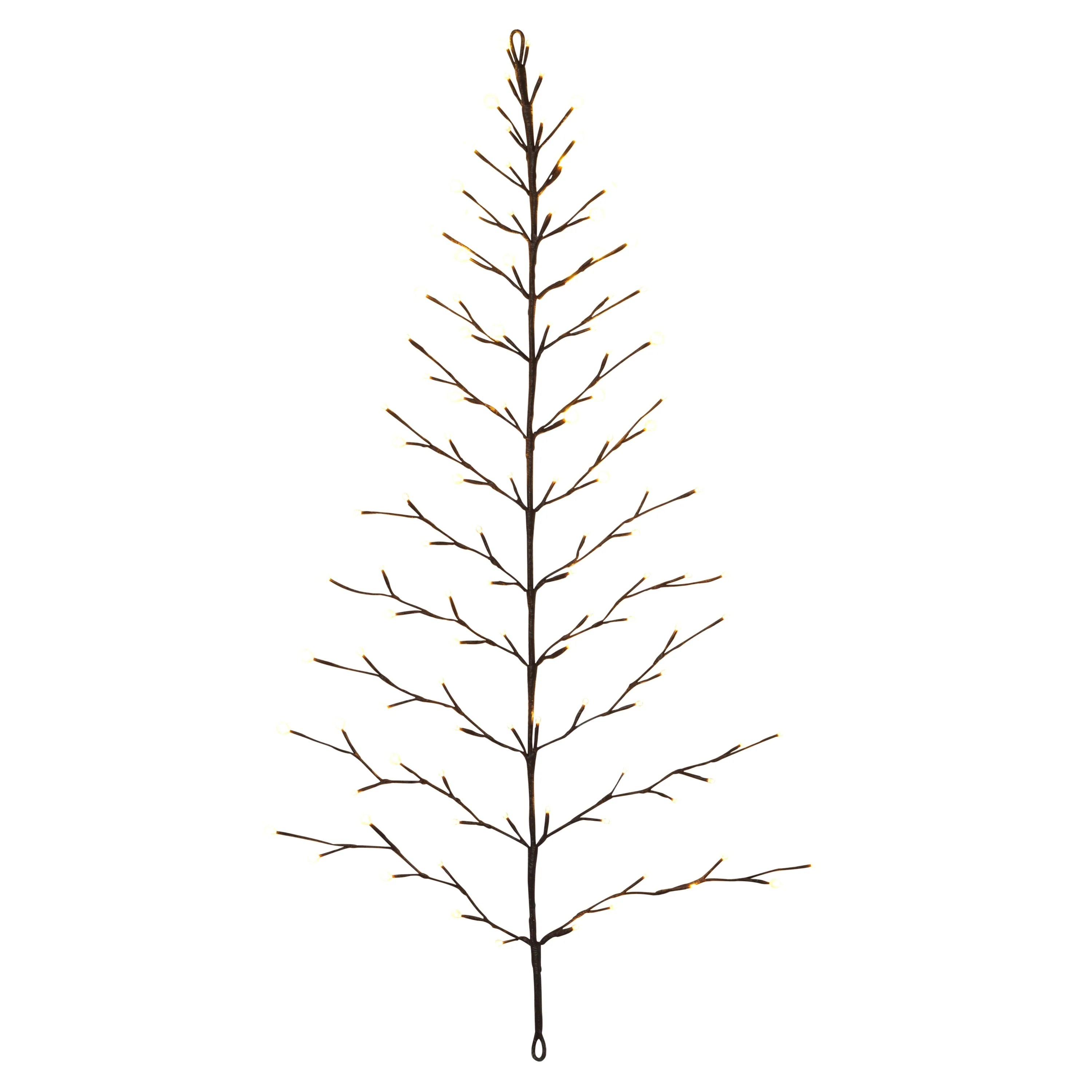 4 ft Tall Christmas Tree Wall Hanging with 112 Warm White LED Lights - N/A