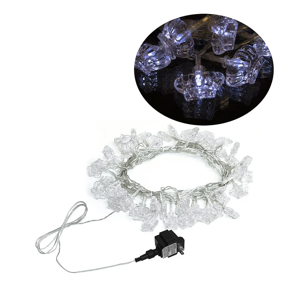 Electric 50 LED White Crown String Light Christmas Light 16 Feet