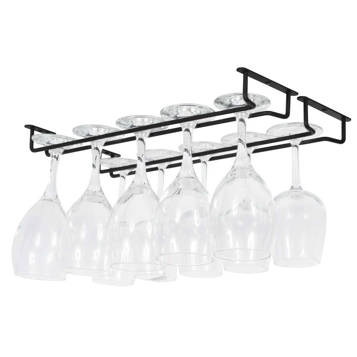 Wallniture Brix Stemware Wine Glass Rack Under Cabinet Storage Metal Glass Hanger (Set of 2)