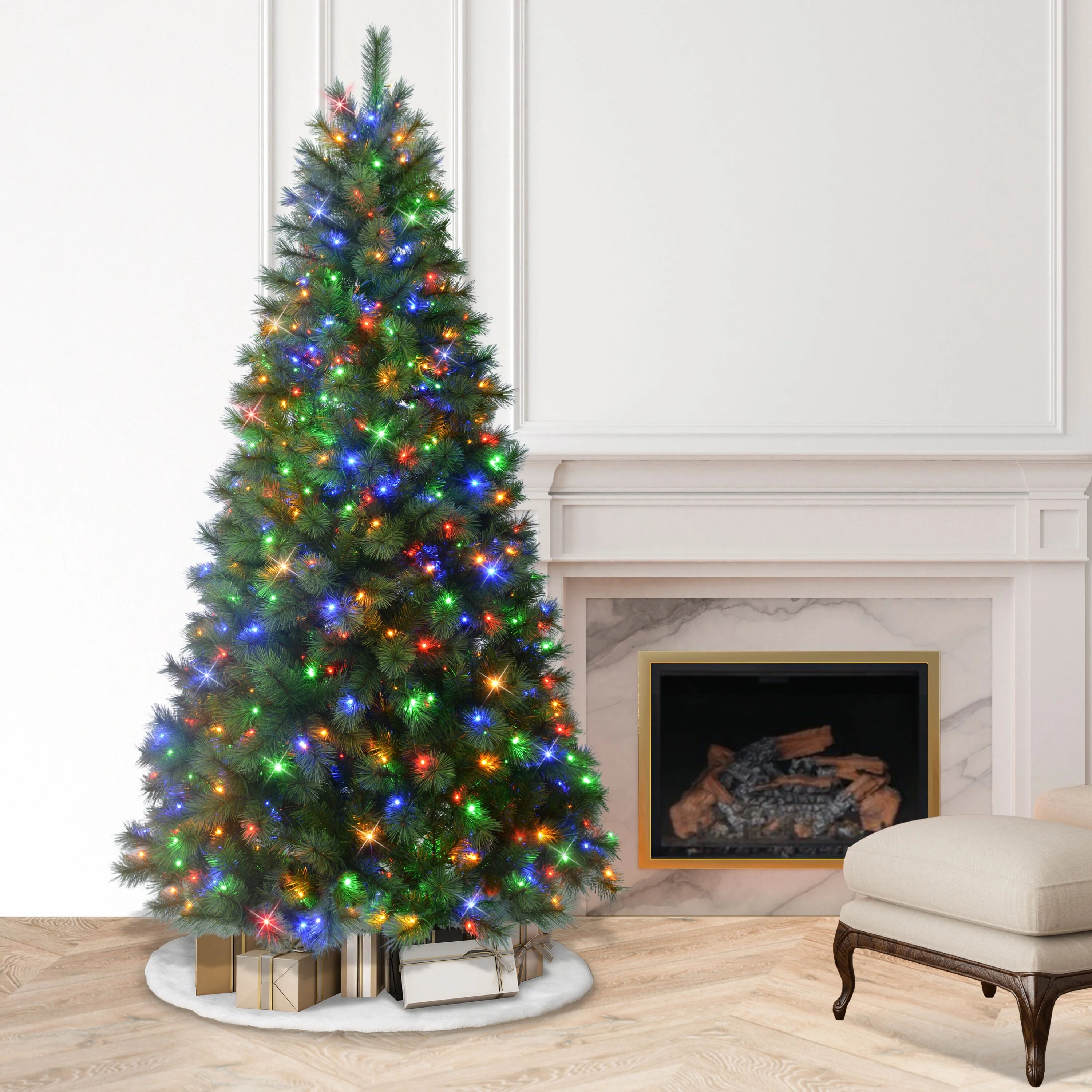 Puleo International 7.5' Pre-Lit Artificial Wyoming Pine Tree with Multi-Function LED Lights