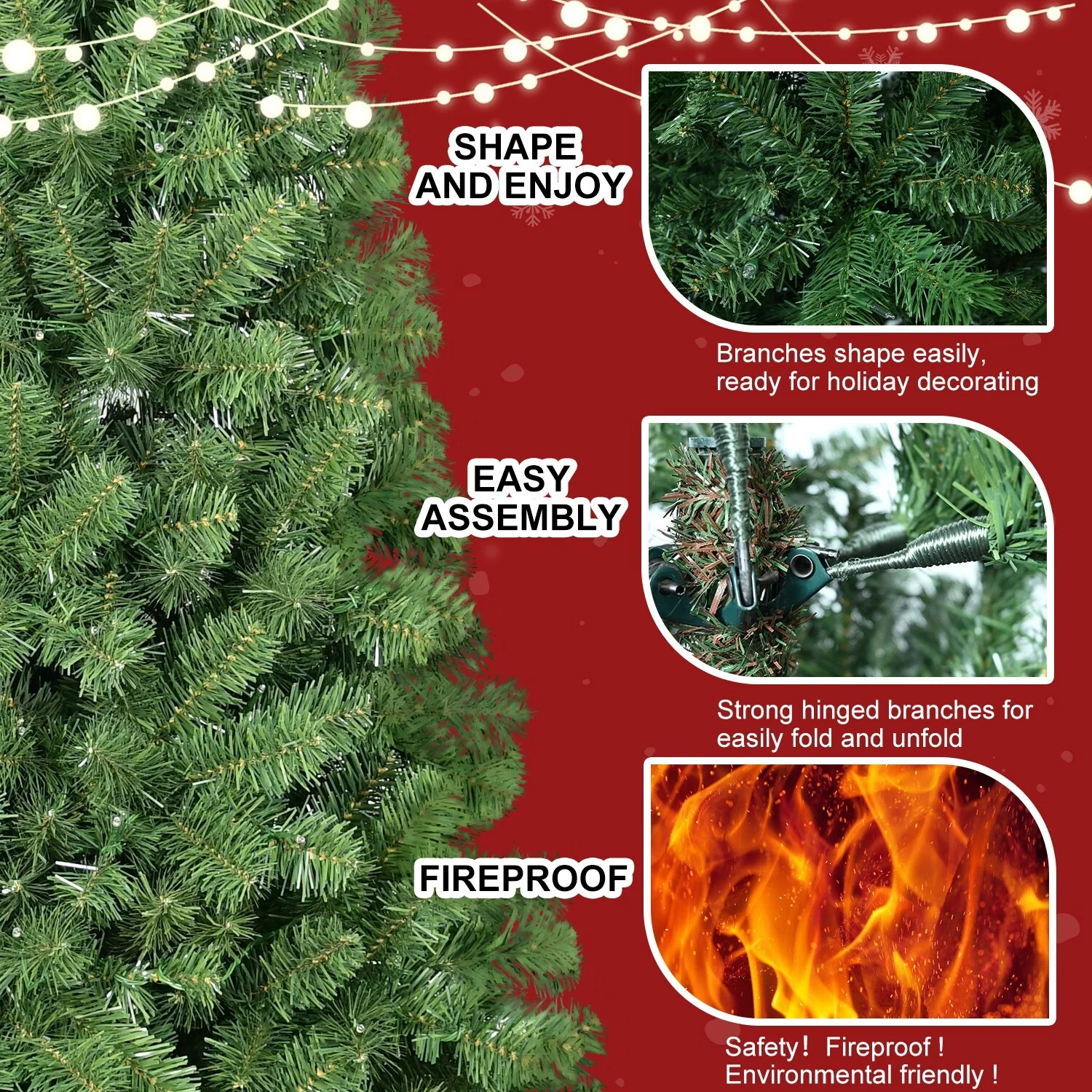 5FT Green Memory Wire Christmas Tree, Quick Fluffing with Increased Tips for Fullness