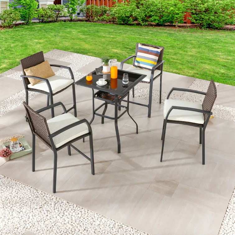 4 - Person Square Outdoor Dining Set with Cushions