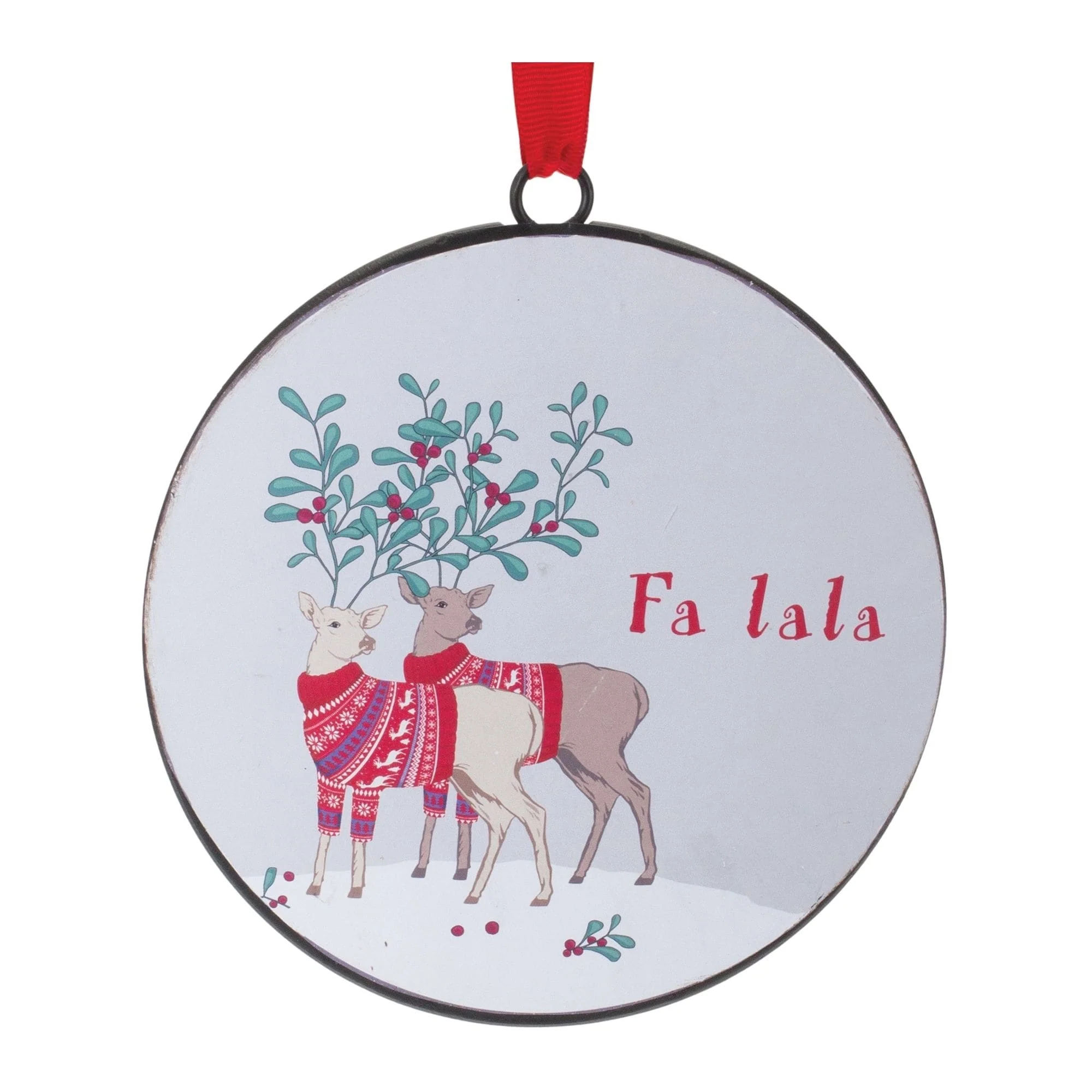 Reindeer Christmas Disc Ornaments - 6.5