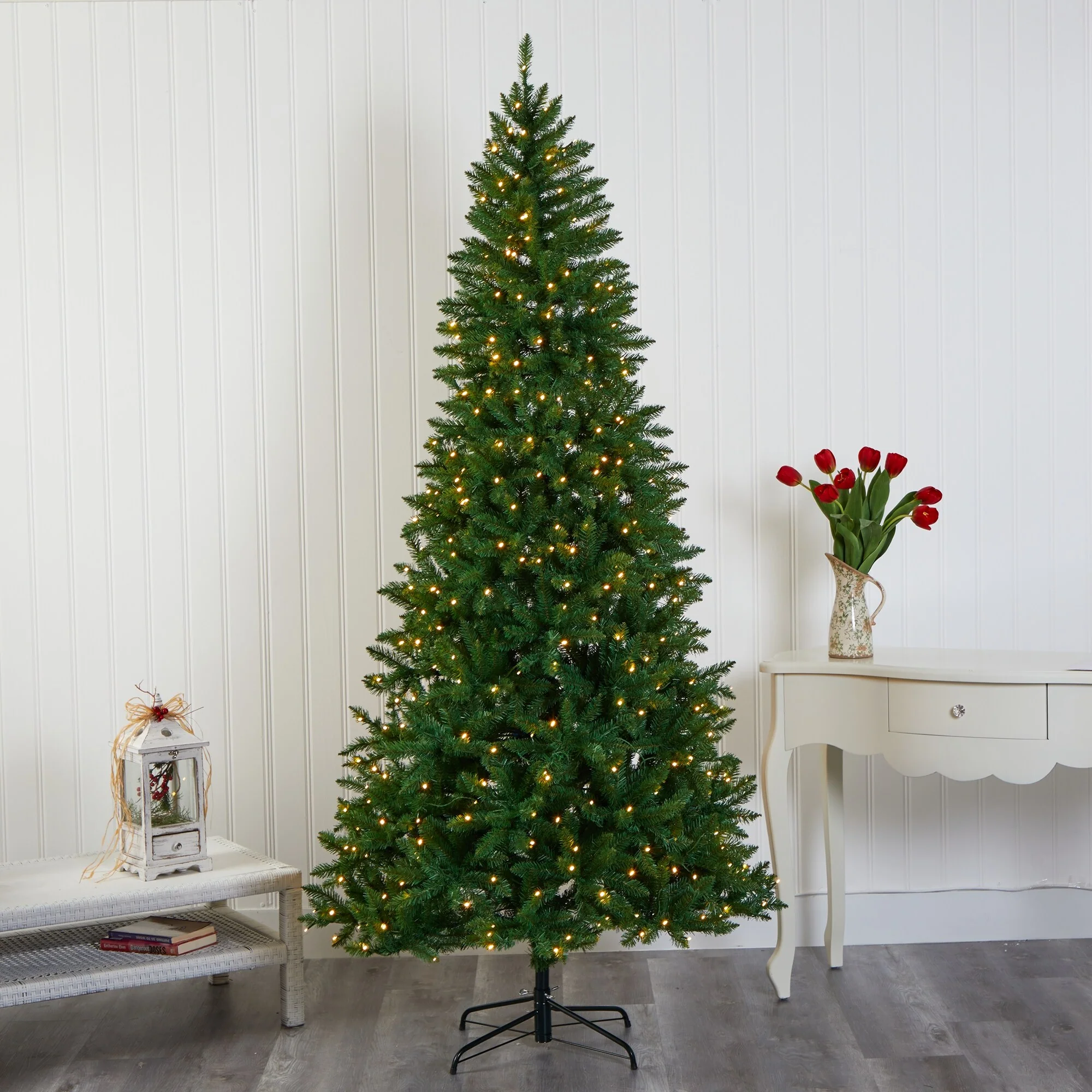 7.5' Pre-Lit Valley Fir Artificial Christmas Tree, Clear LED Lights - 7.5 Foot