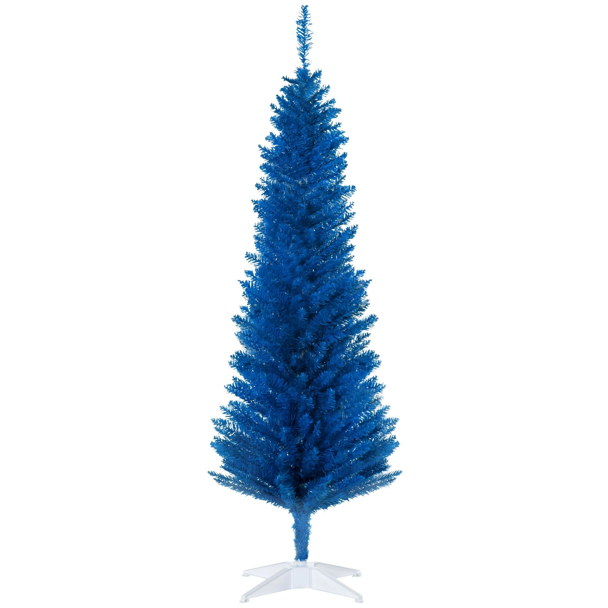 5' Tall Blue Pencil Christmas Tree, Slim Shape with 294 Branch Tips & Easy Storage