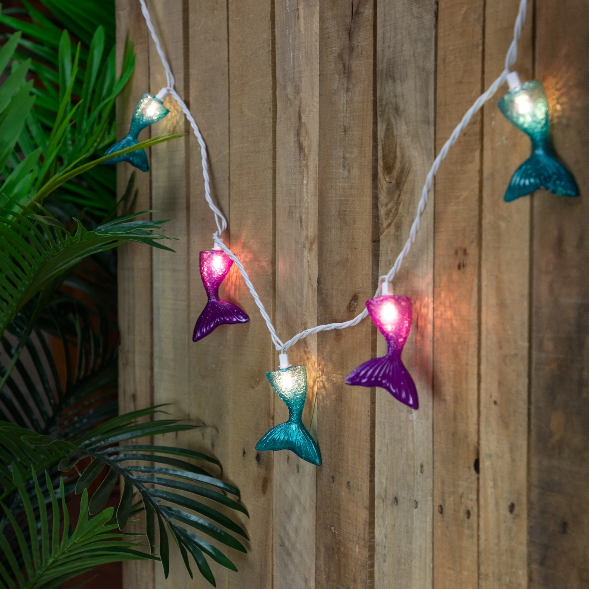 Mermaid Tails Patio Light Set - 6' White Wire - 10ct