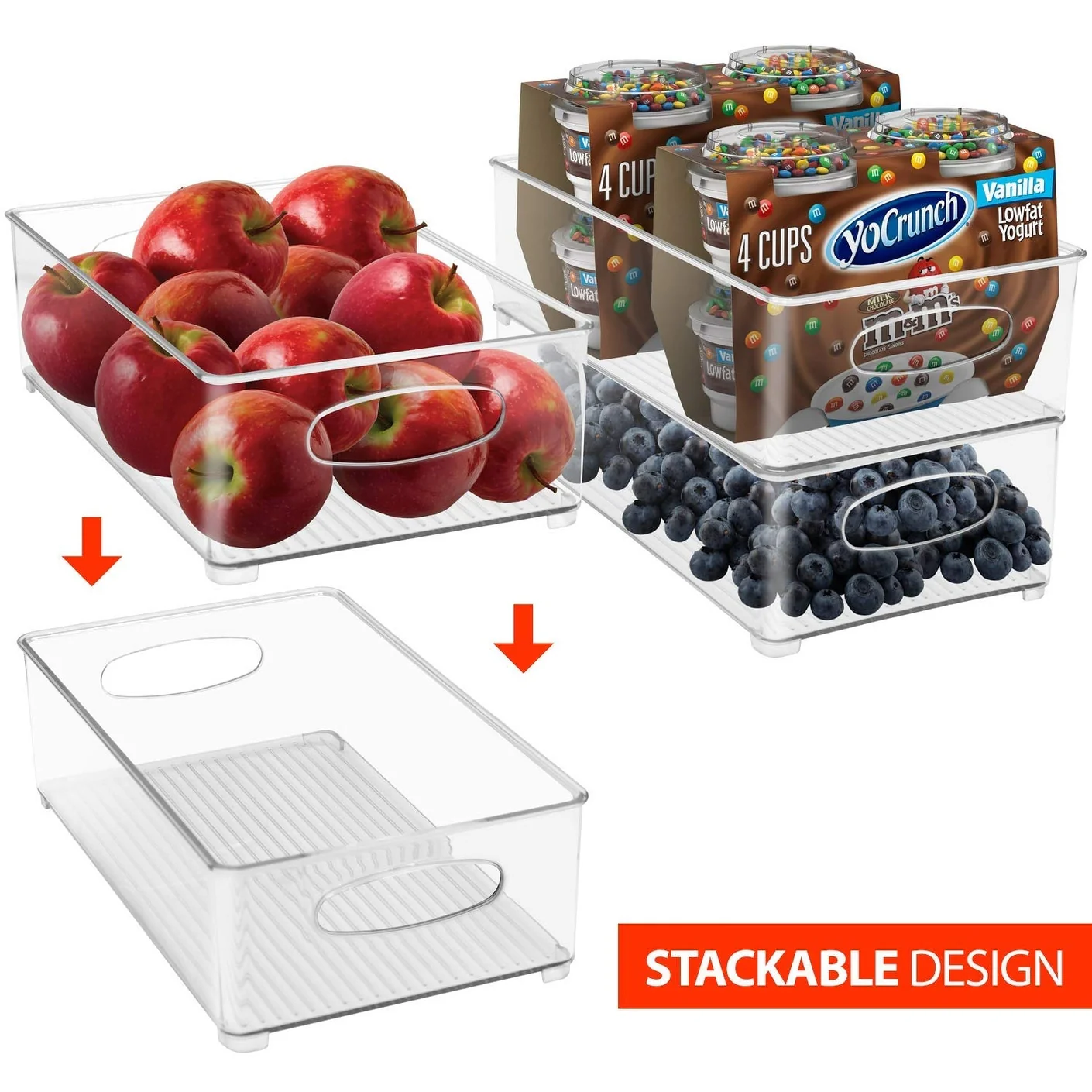 Plastic Storage Bins Stackable Clear Pantry Organizer Box Containers
