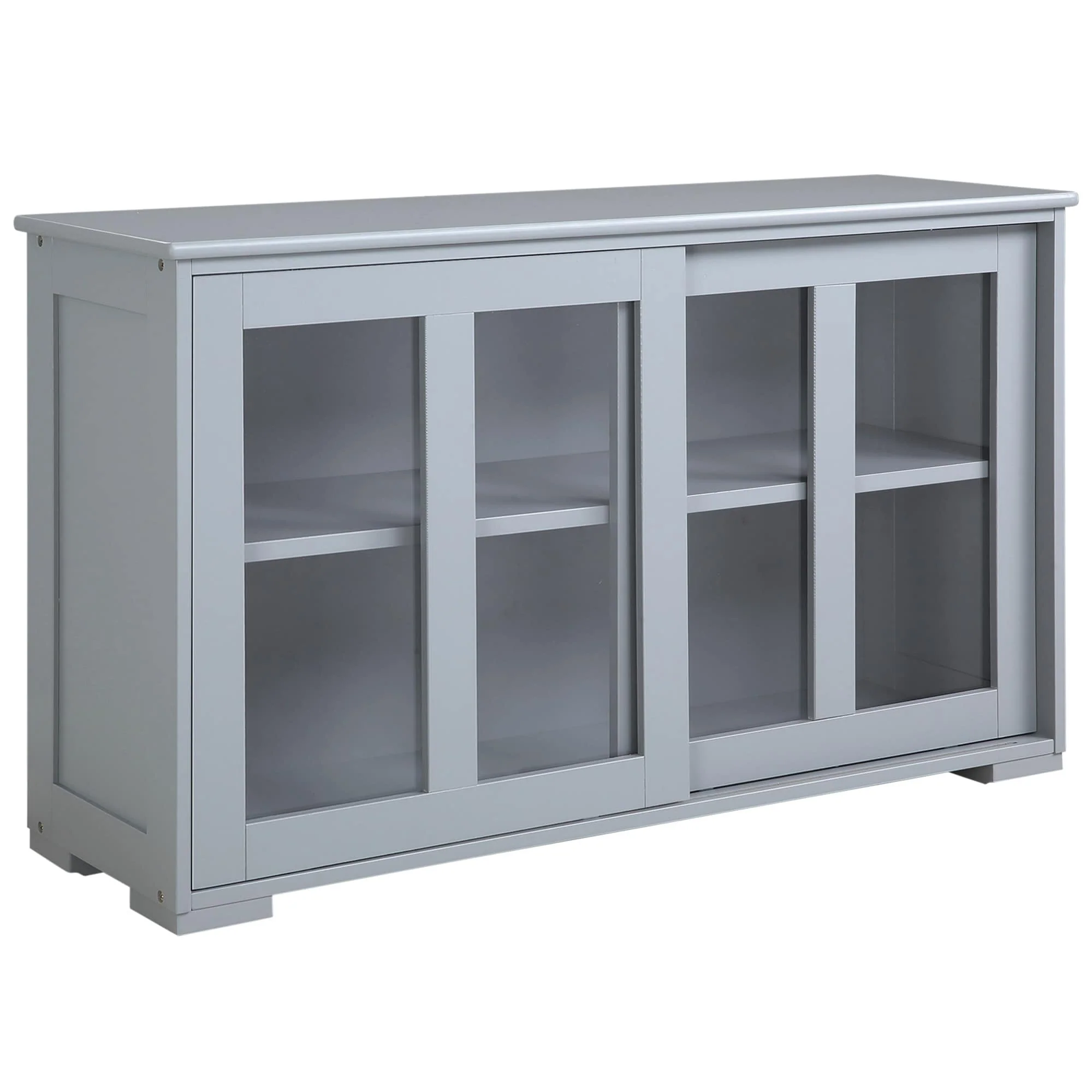 HOMCOM Modern Kitchen Sideboard, Stackable Storage Cabinet, Sliding Glass Door Console, Cupboard Serving Buffet for Kitchen