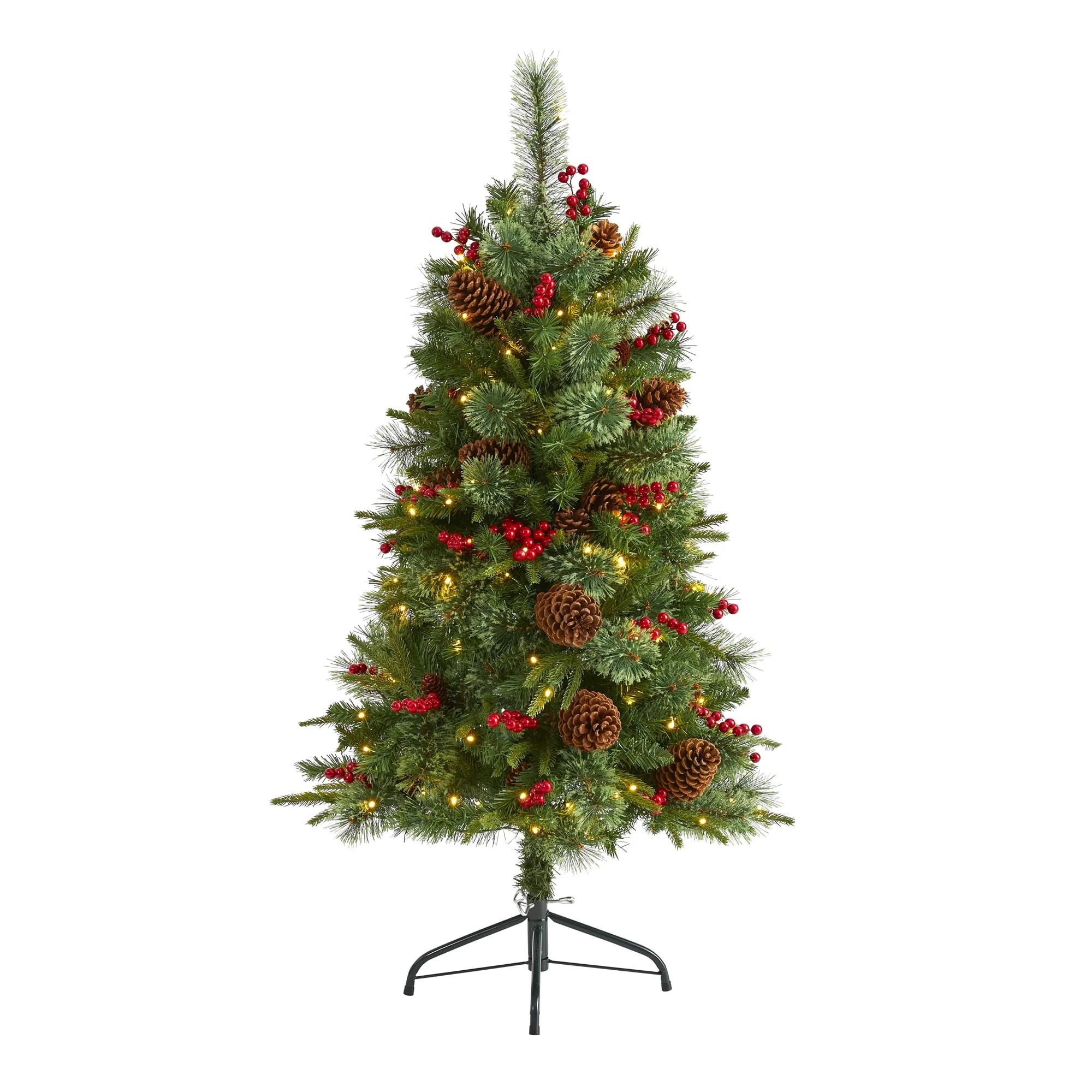 4’ Norway Cone Berry Pine Artificial Christmas Tree Clear LED - 3 Foot