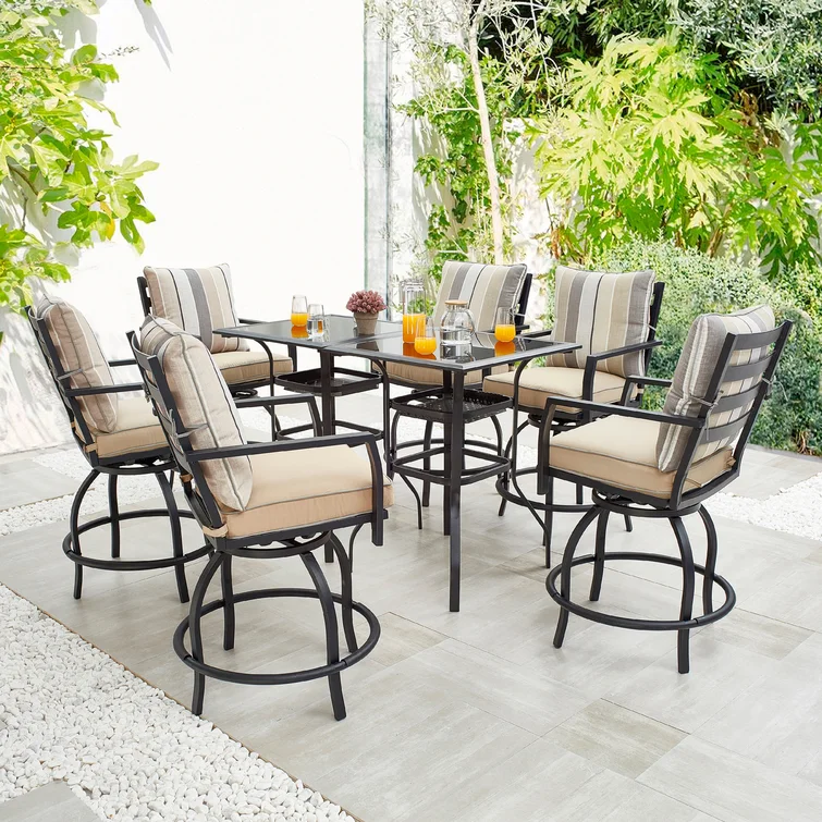 Mbagaya Square 6-Person High-Seating Bistro Set with Cushions