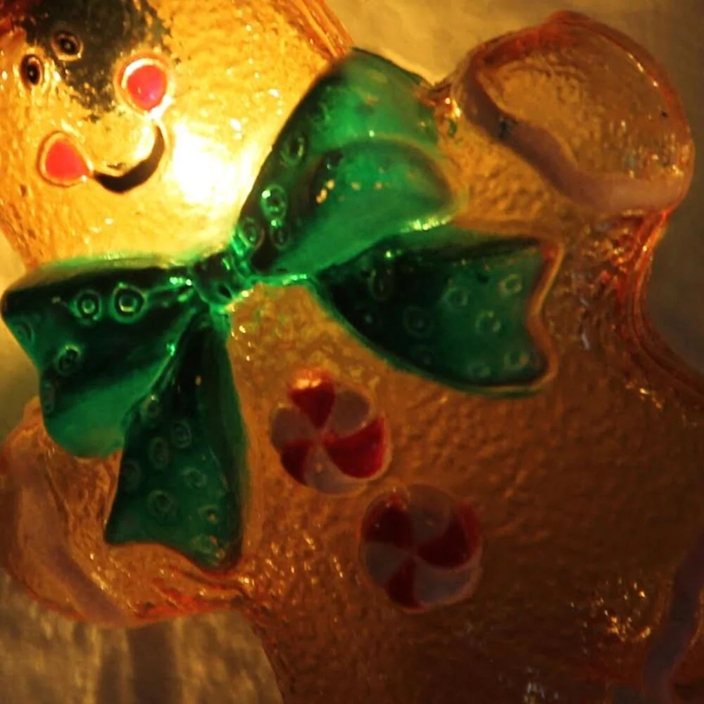 Set of 10 Gingerbread Kisses Cookie Man with Bow Tie Christmas Lights - Green Wire