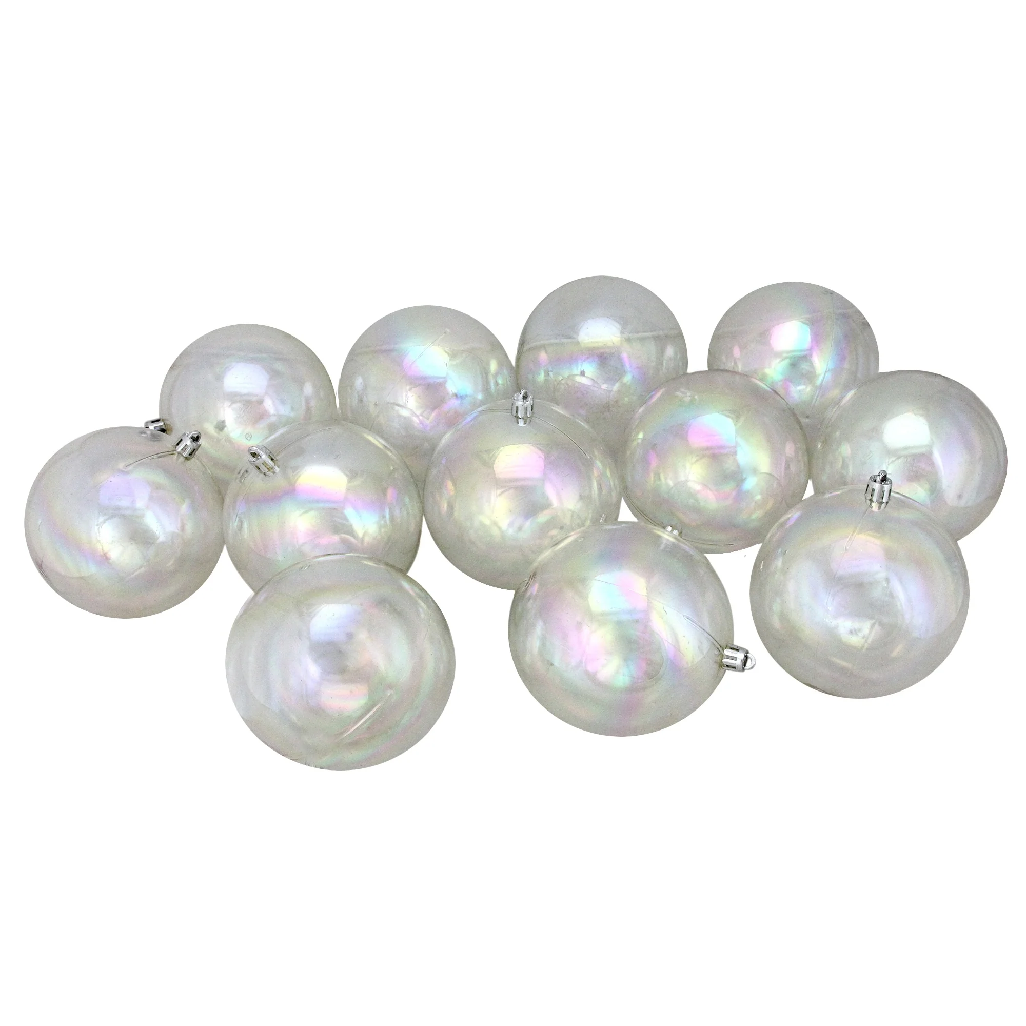 12ct Clear Iridescent Shatterproof Shiny Christmas Ball Ornaments 4