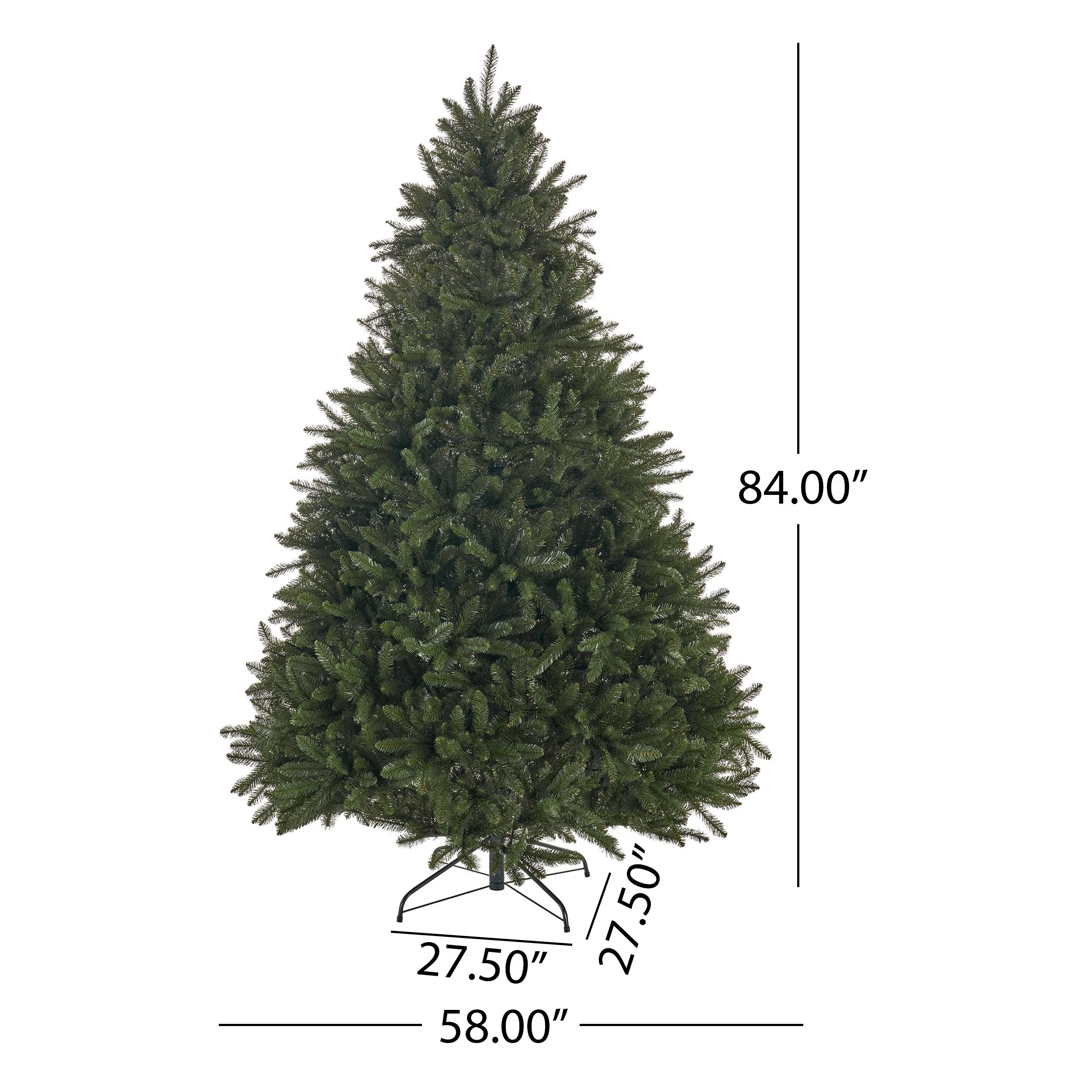 Unlit 7ft Norway Christmas Tree with 2231 Branch Tips, Perfect for Holiday Decorating, Hinged Tree with Sturdy Iron Stand