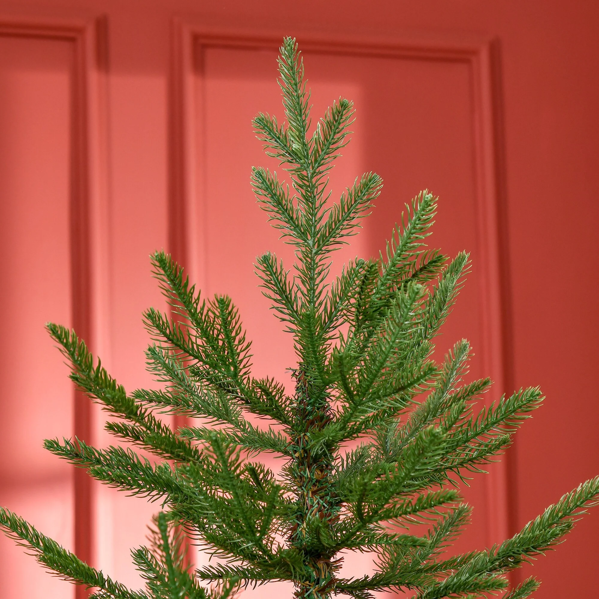 Unlit 6ft Artificial Pine Xmas Tree with 795 Realistic Branches, Auto Open & Sturdy Steel Base for Easy Assembly