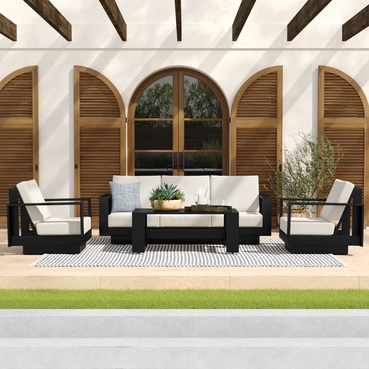 Sterling 4-Piece Outdoor Seating Group with Swivel Chairs and Sunbrella Cushions