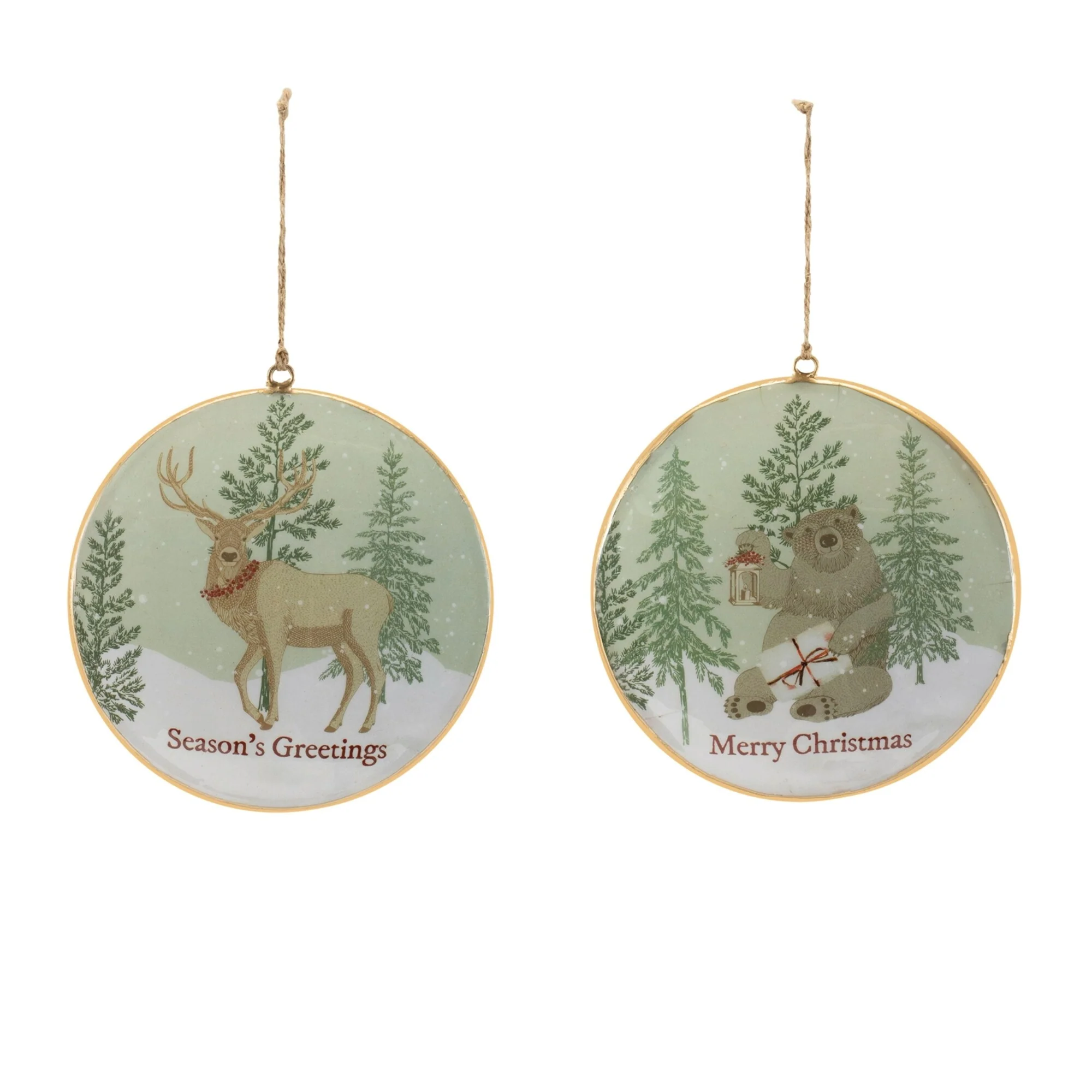 Forest Animal Christmas Disc Ornaments - 5.75
