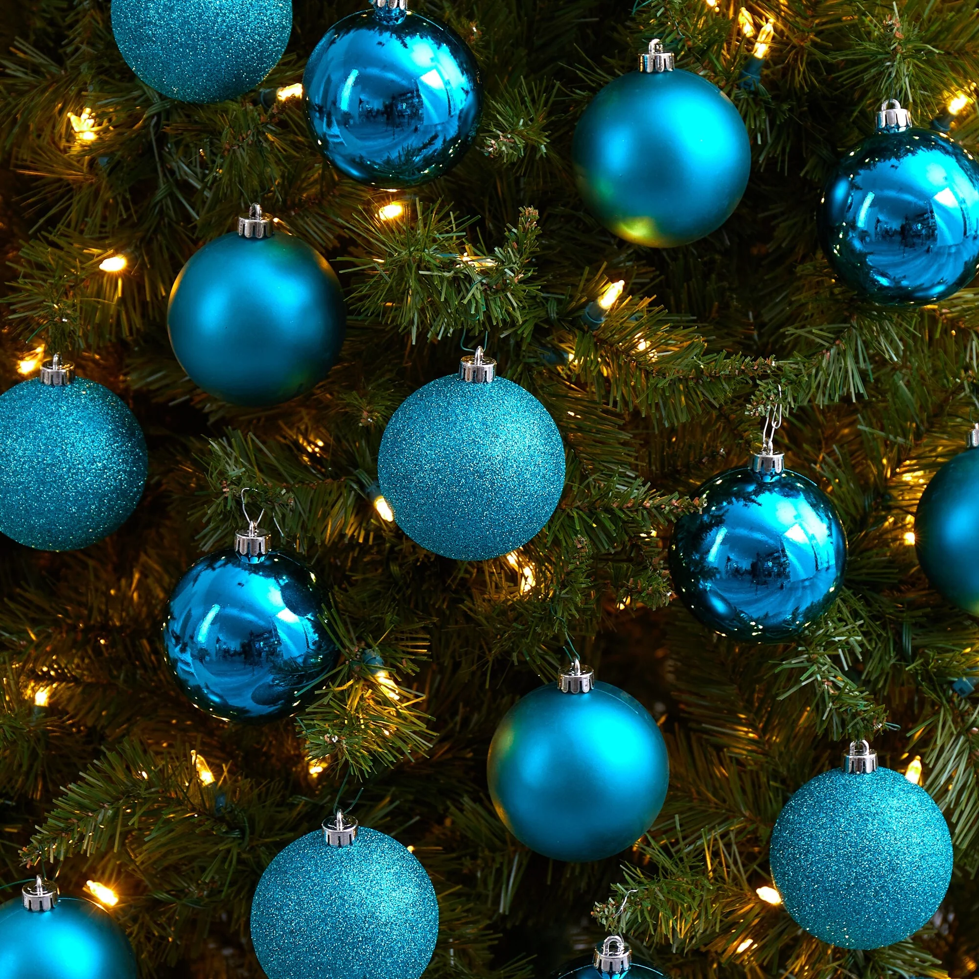 20ct Teal Shatterproof 3-Finish Christmas Ball Ornaments 3