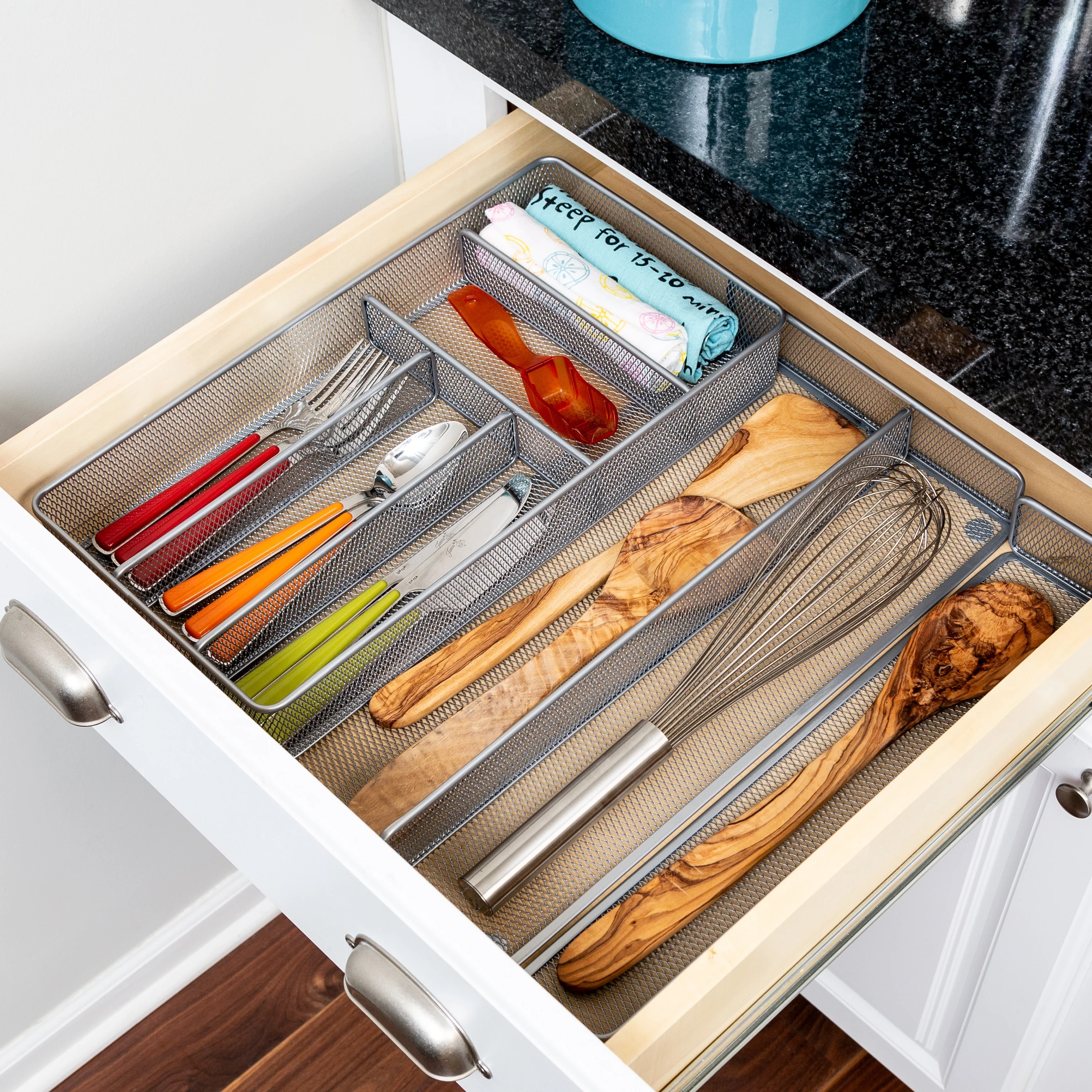 Honey-Can-Do Silver Steel 7-Compartment Expandable Drawer Organizer