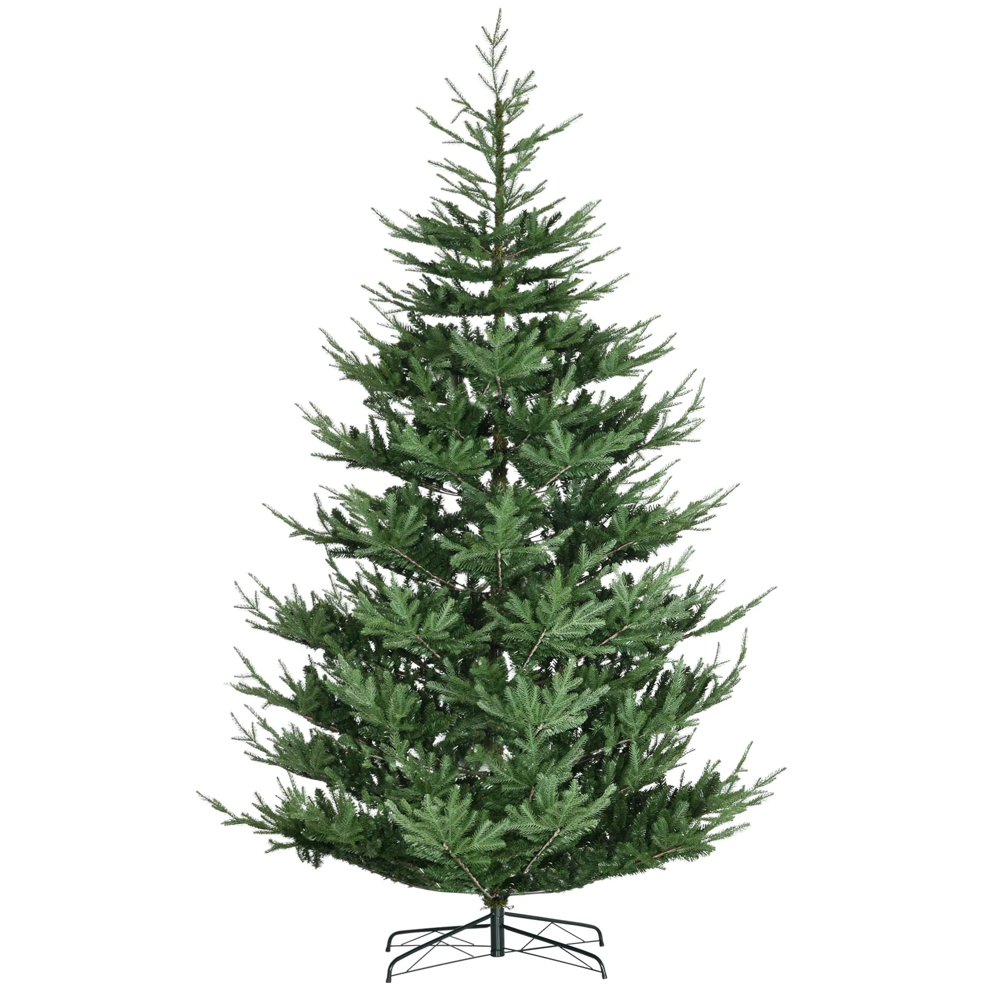 Tall 9ft Artificial Pine Christmas Tree, Flame-Retardant with 1939 Tips, Hinged Branches & Metal Stand