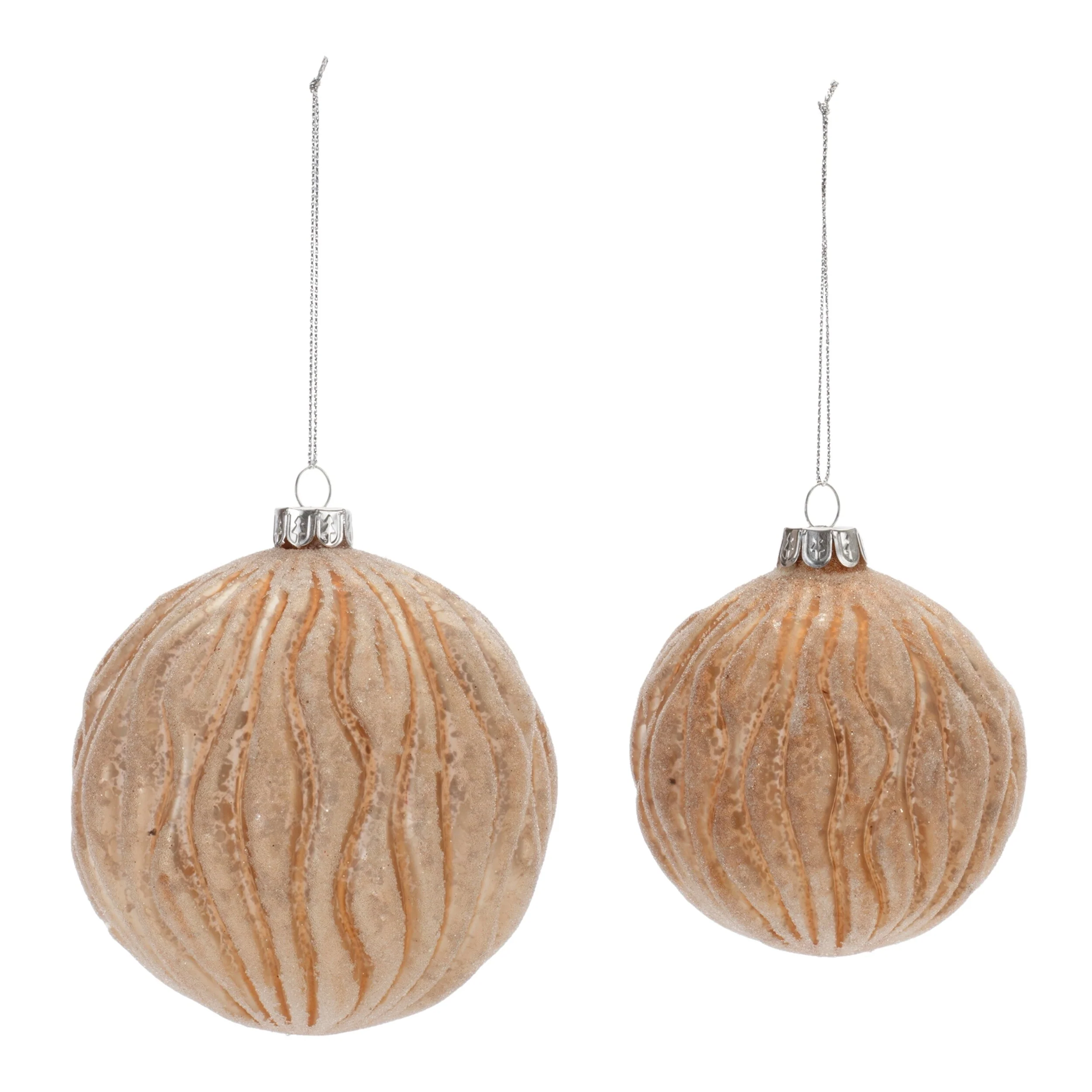 Frosted Wavy Glass Ball Ornament (Set of 12)