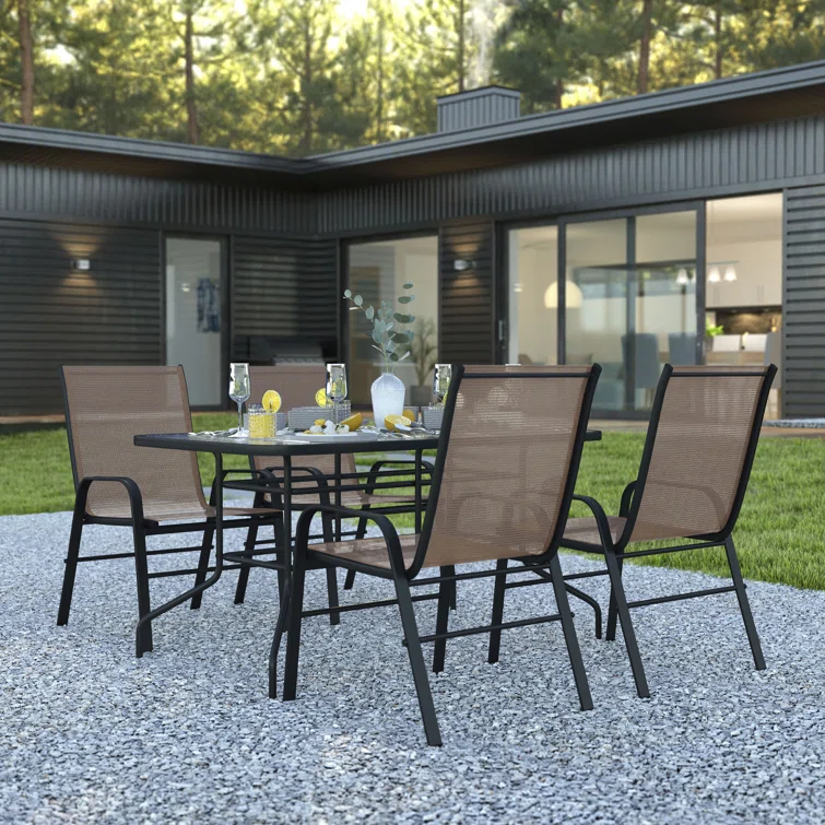 Elgin Rippled Glass Patio Table Set