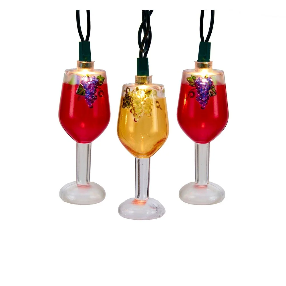 Kurt Adler UL 10-Light Wine Glass Light Set