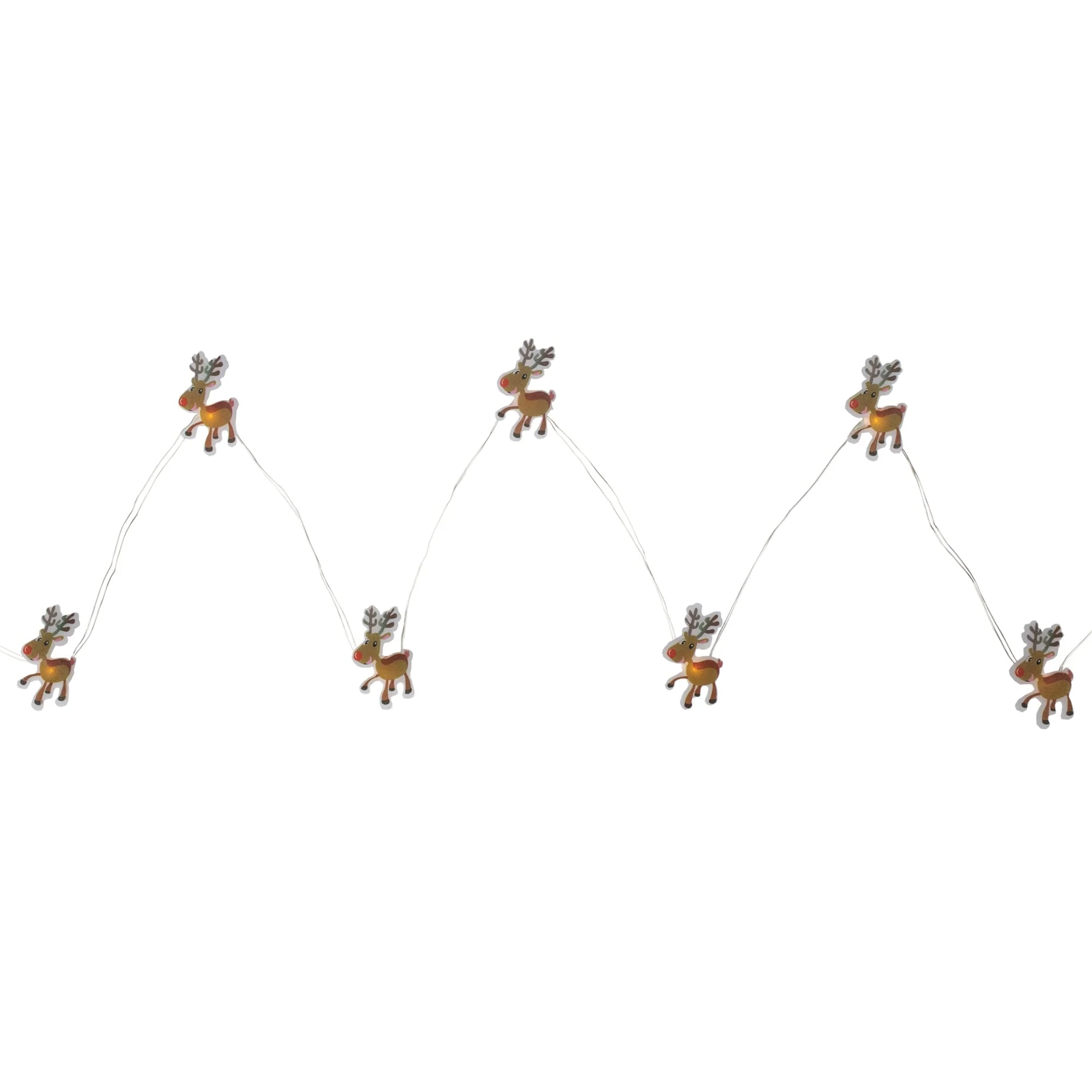 B/O Reindeer Christmas Light Set Warm White LED 6' Clear Wire 20ct