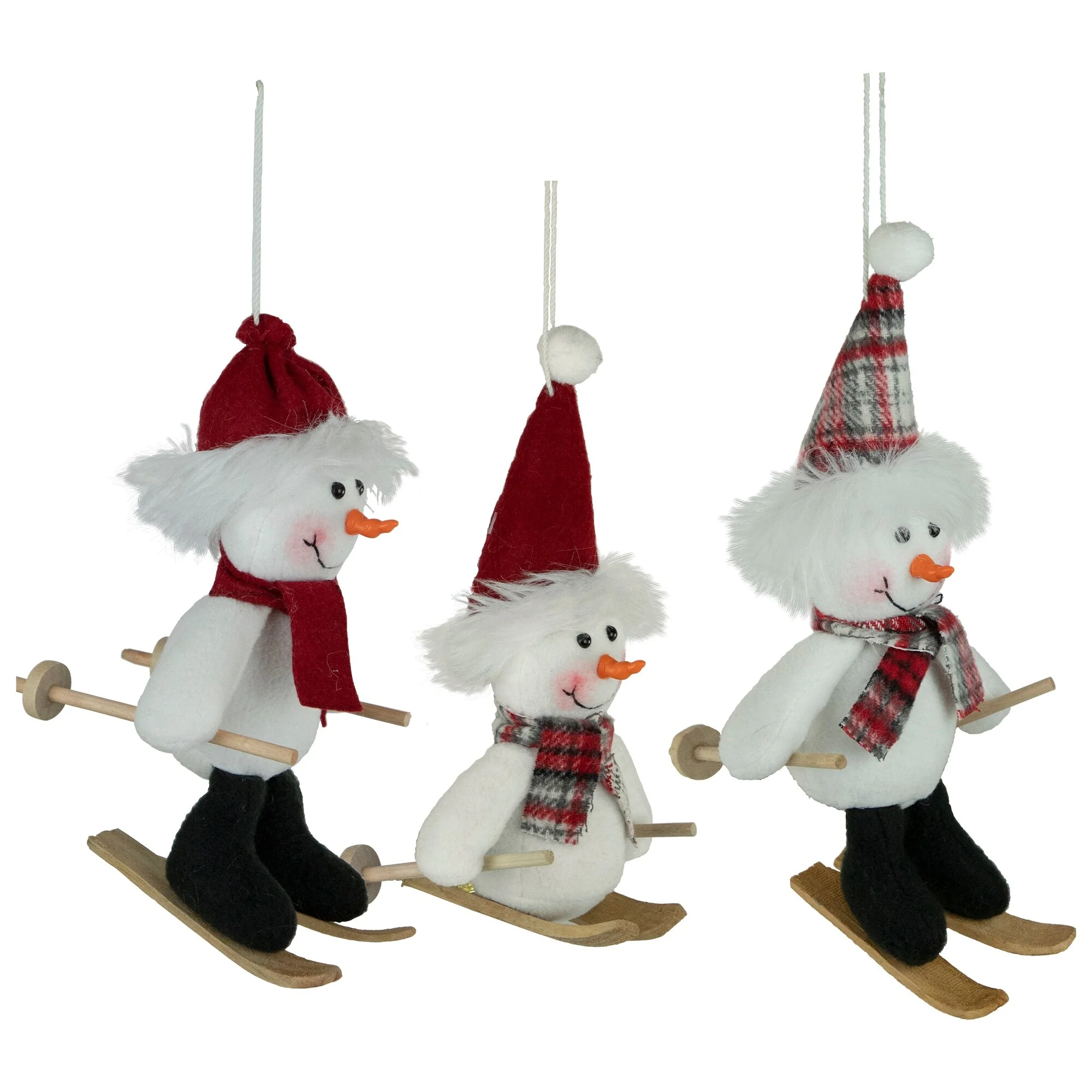 Set of 3 Sporty Skiing Snowmen Christmas Ornaments 9.5