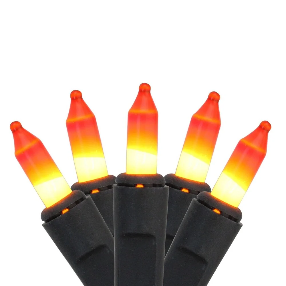 Set of 20 Opaque Orange & Yellow Candy Corn Mini Halloween Lights - Black Wire