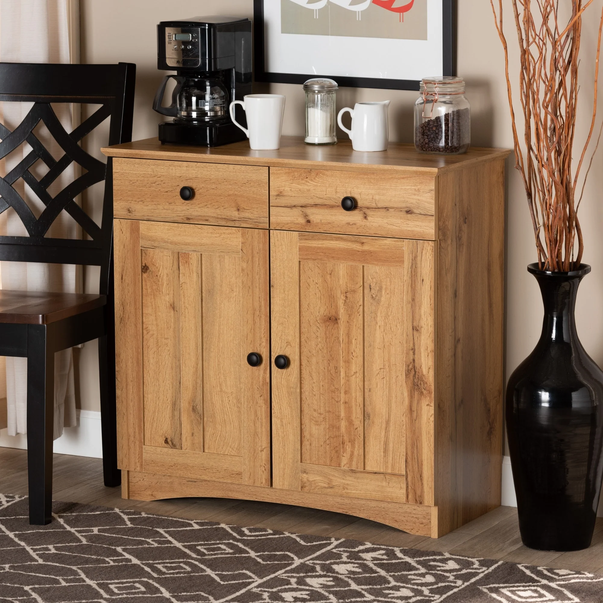 Lauren Modern and Contemporary 2-Door Kitchen Wood Cabinet