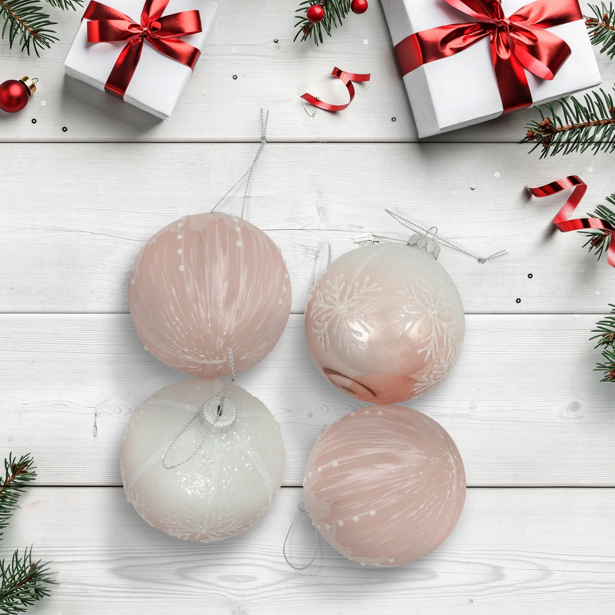 Snowflakes Glass Ball Christmas Ornaments - 3