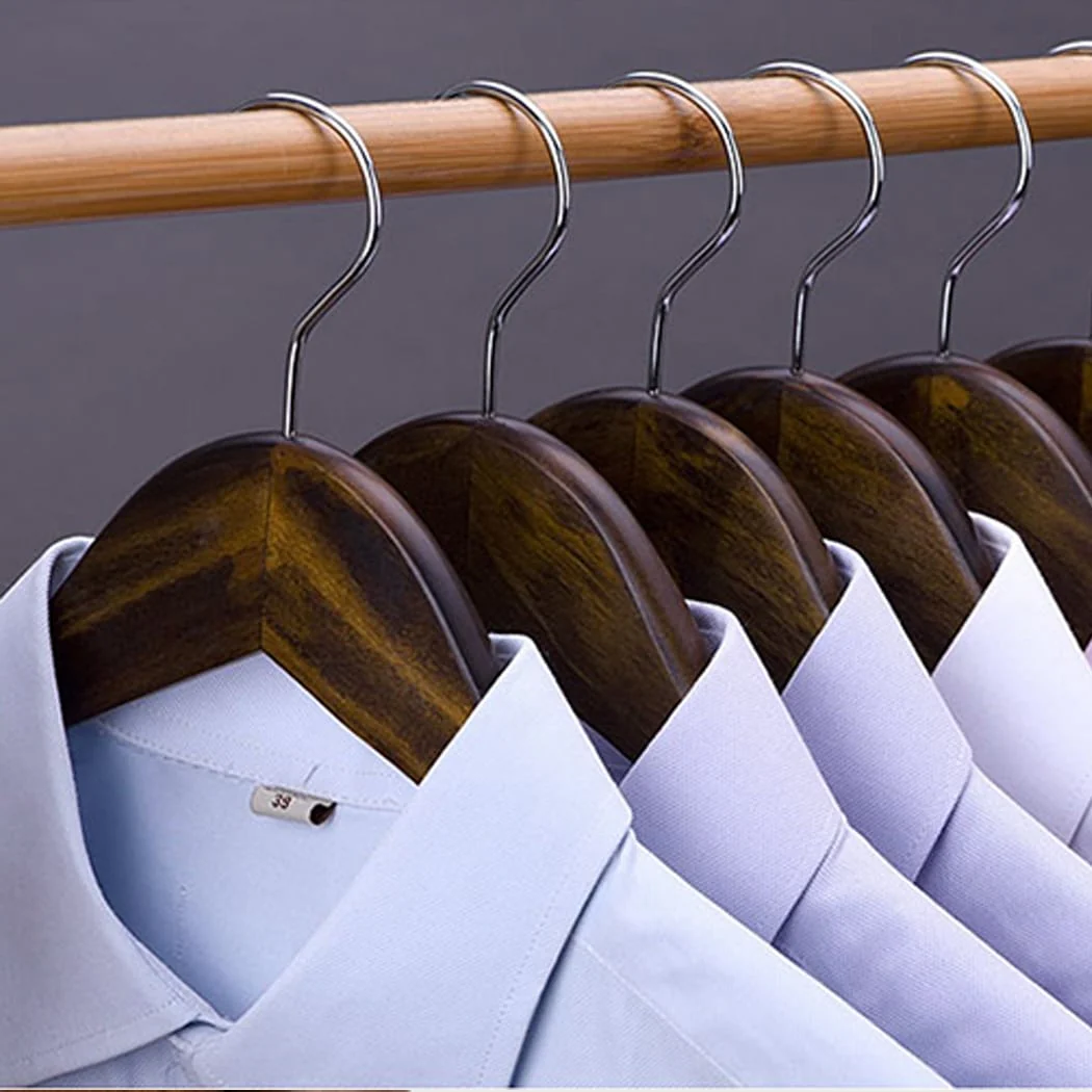 Set Of 5 Natural Wooden Coat Hangers for Suit/Dress/Shirt/Sweater - 17.52*2.16*8.74in