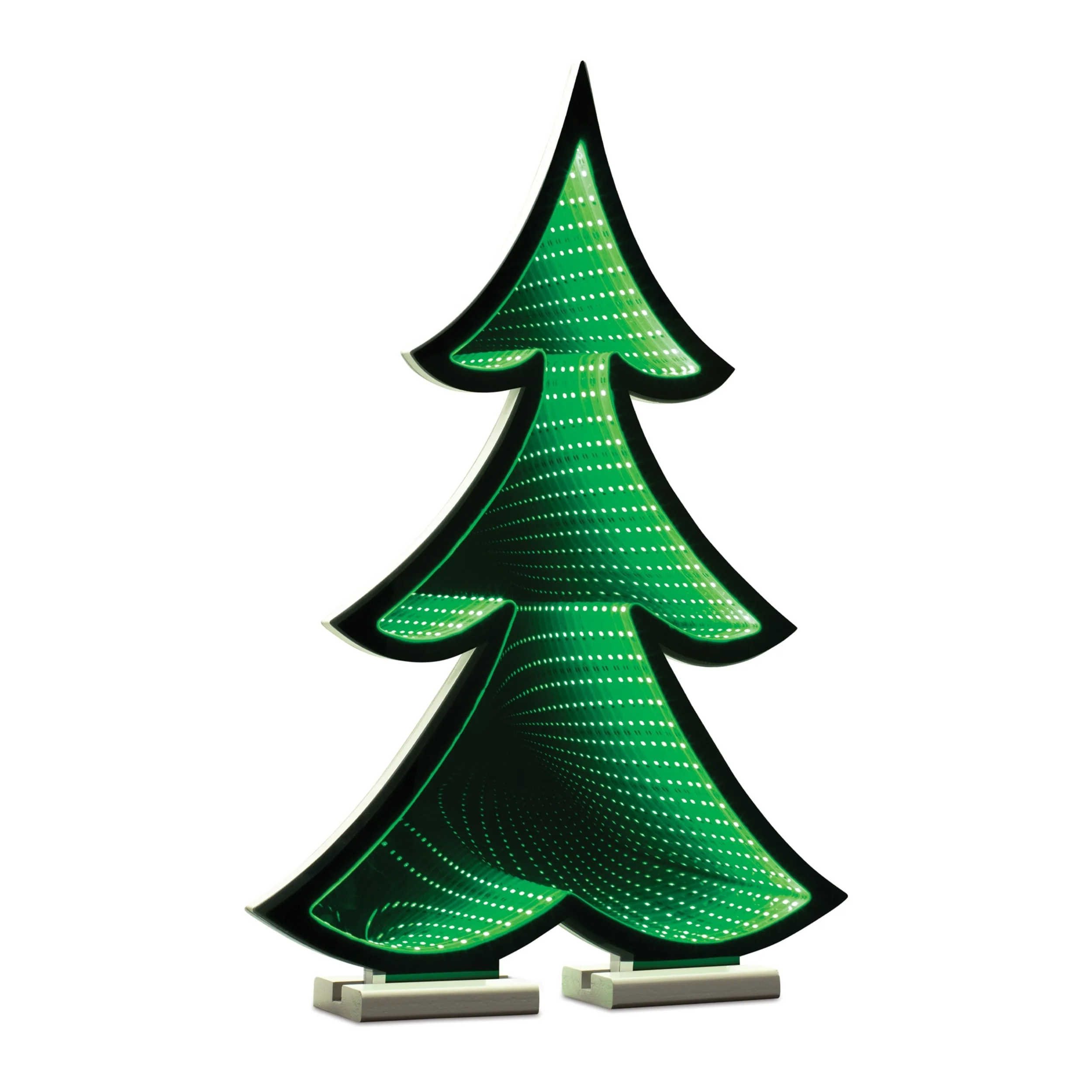 Green Acrylic PET Foam Pine Tree with Infinity Light Effect and UL Plug Power - 16.75” x 4” x 23.5” (L x W x H)