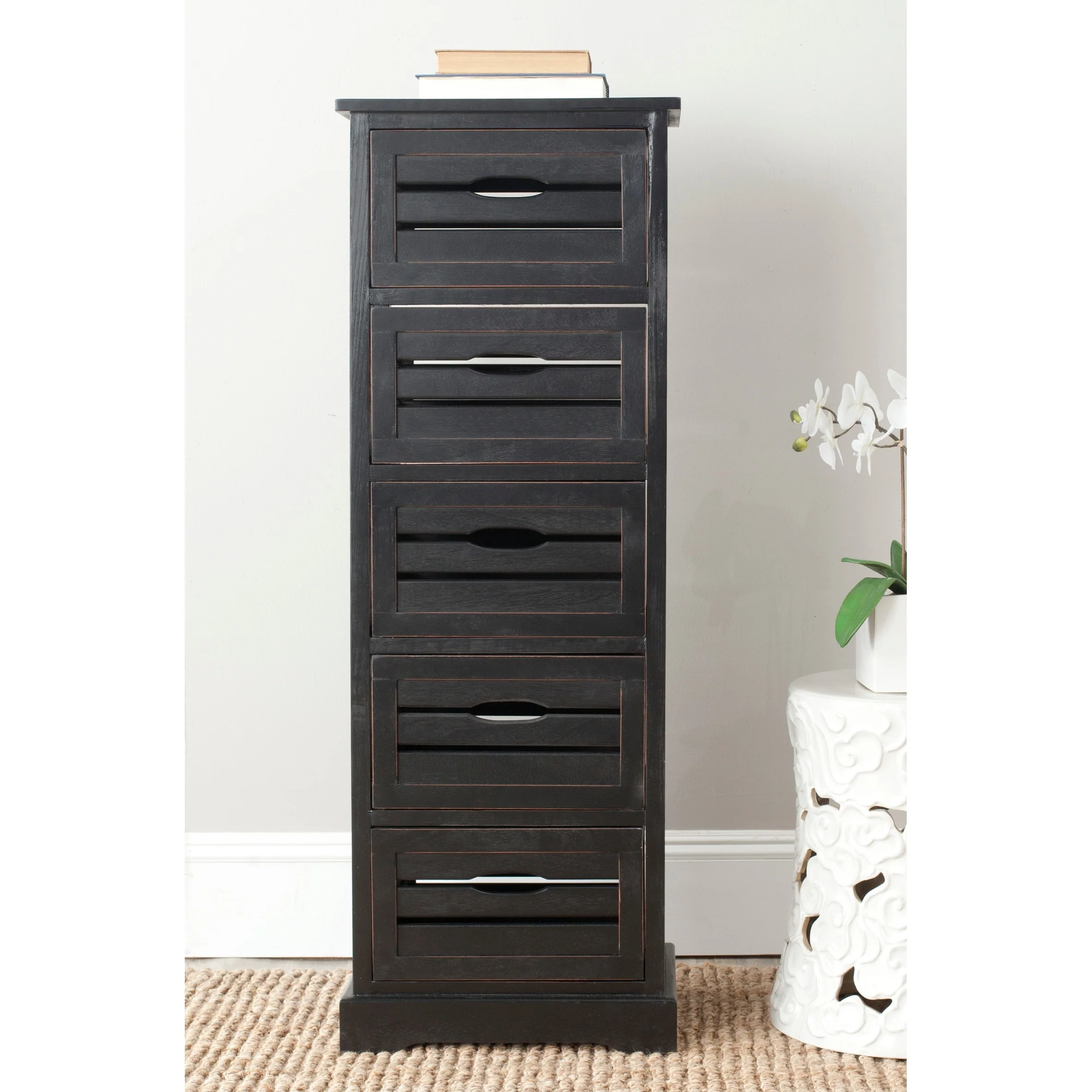 SAFAVIEH Cinda Black Storage 5-Drawer Cabinet - 16.5