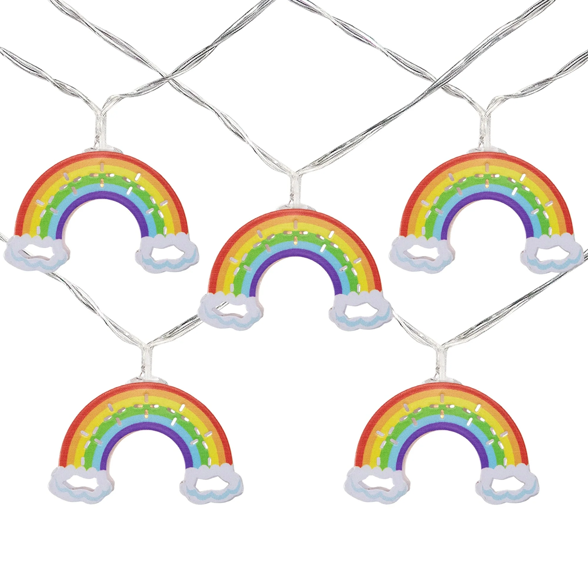 10 Count LED Warm White Rainbow Christmas Lights 3.25- Foot Clear Wire