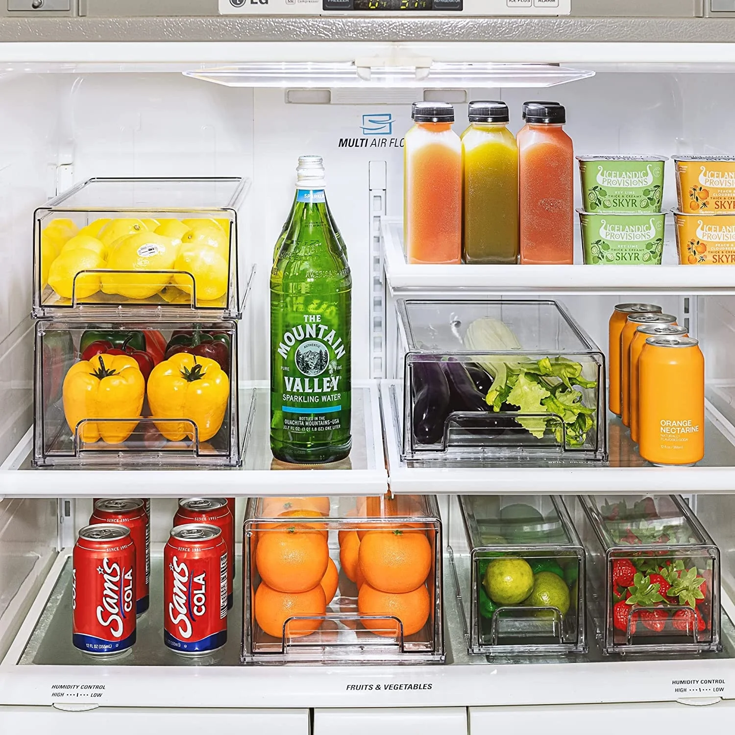Sorbus Fridge Drawers - Clear Stackable Pull Out Refrigerator Organizer Bins 2 Pack, Medium