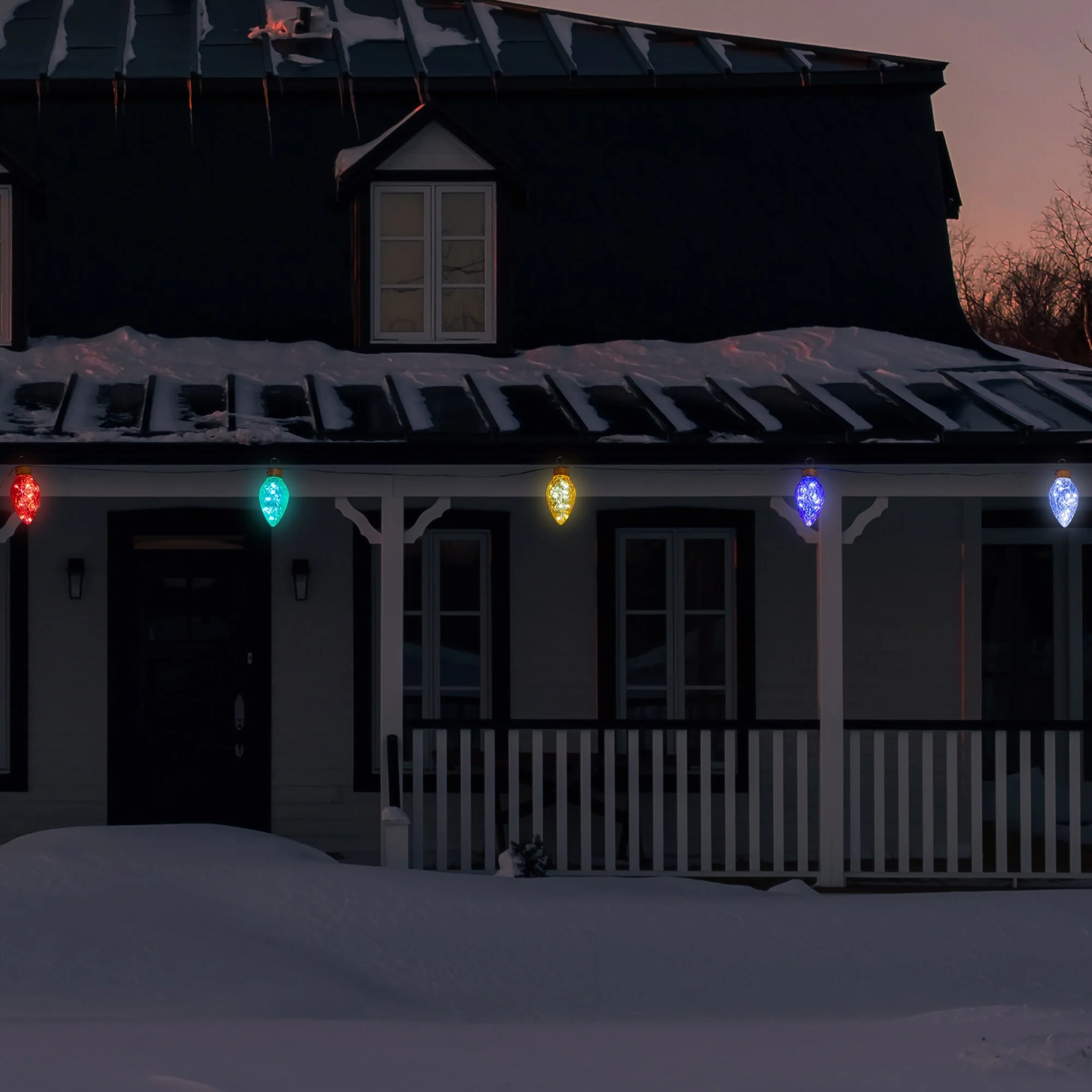 LED Jumbo C9 Style Commercial Christmas Light Set - 12' - Multi-Color - Black Wire - 5ct
