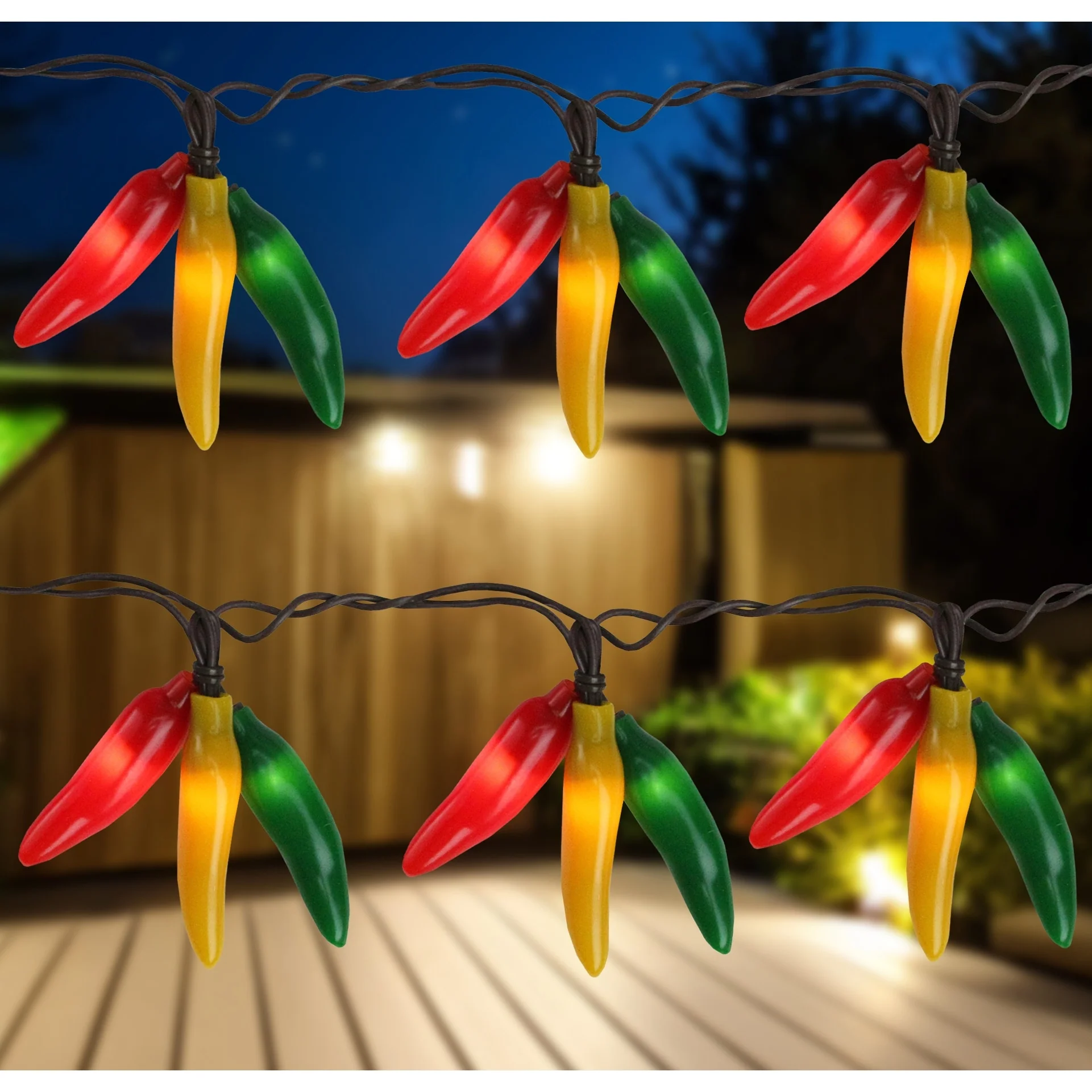 36ct Chili Pepper Cluster String Lights7.5ft Brown Wire
