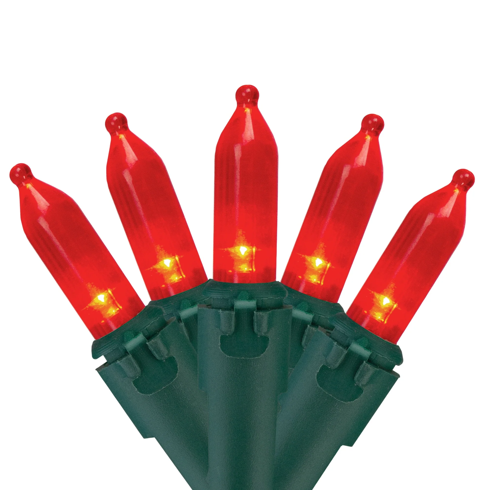 50 Red LED Mini Christmas Lights - 16.25 ft Green Wire