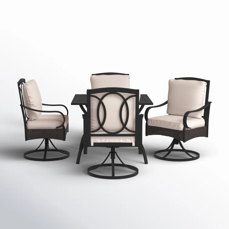 Alyah 4 - Person Square Outdoor Dining Set with Swivel Dining Chairs