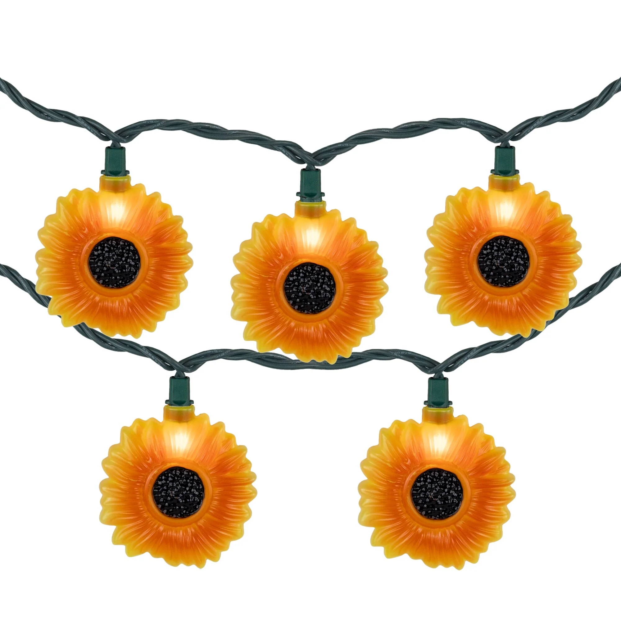 Sunflower Patio Light Set - 6' Green Wire - 10ct