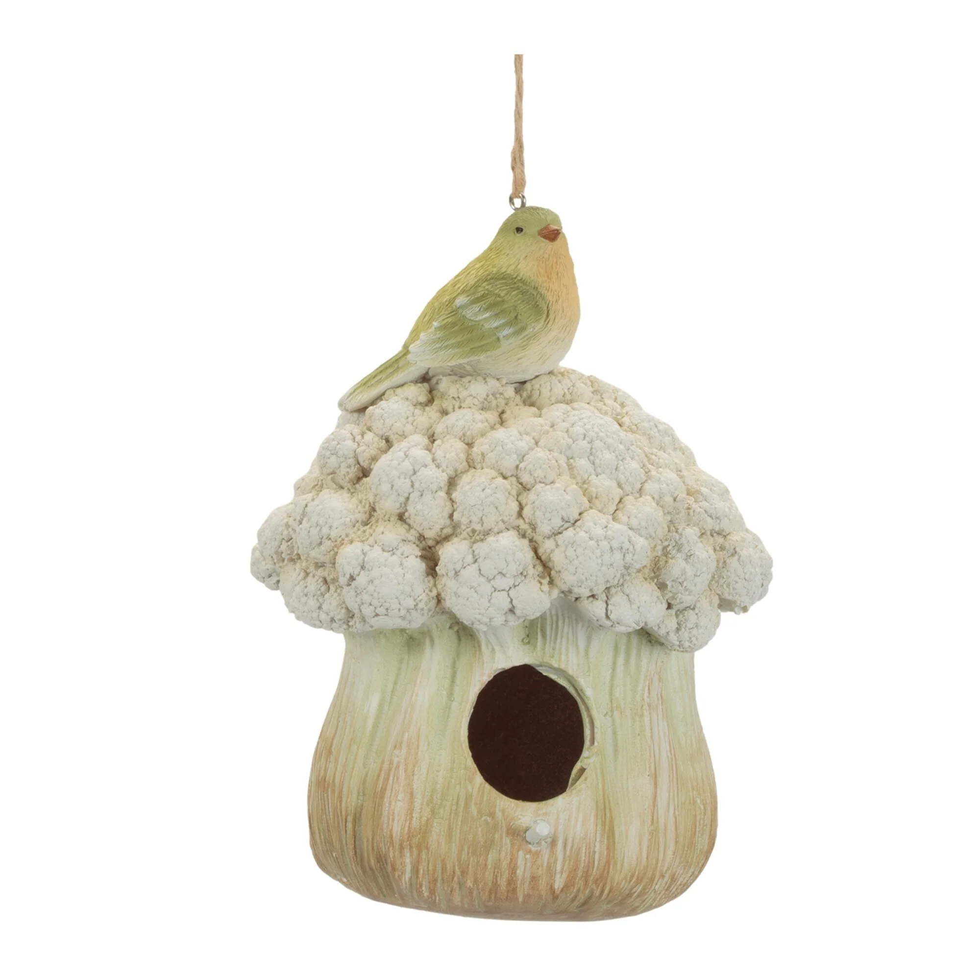 Cauliflower Birdhouse and Birdbath Ornaments - 7.25