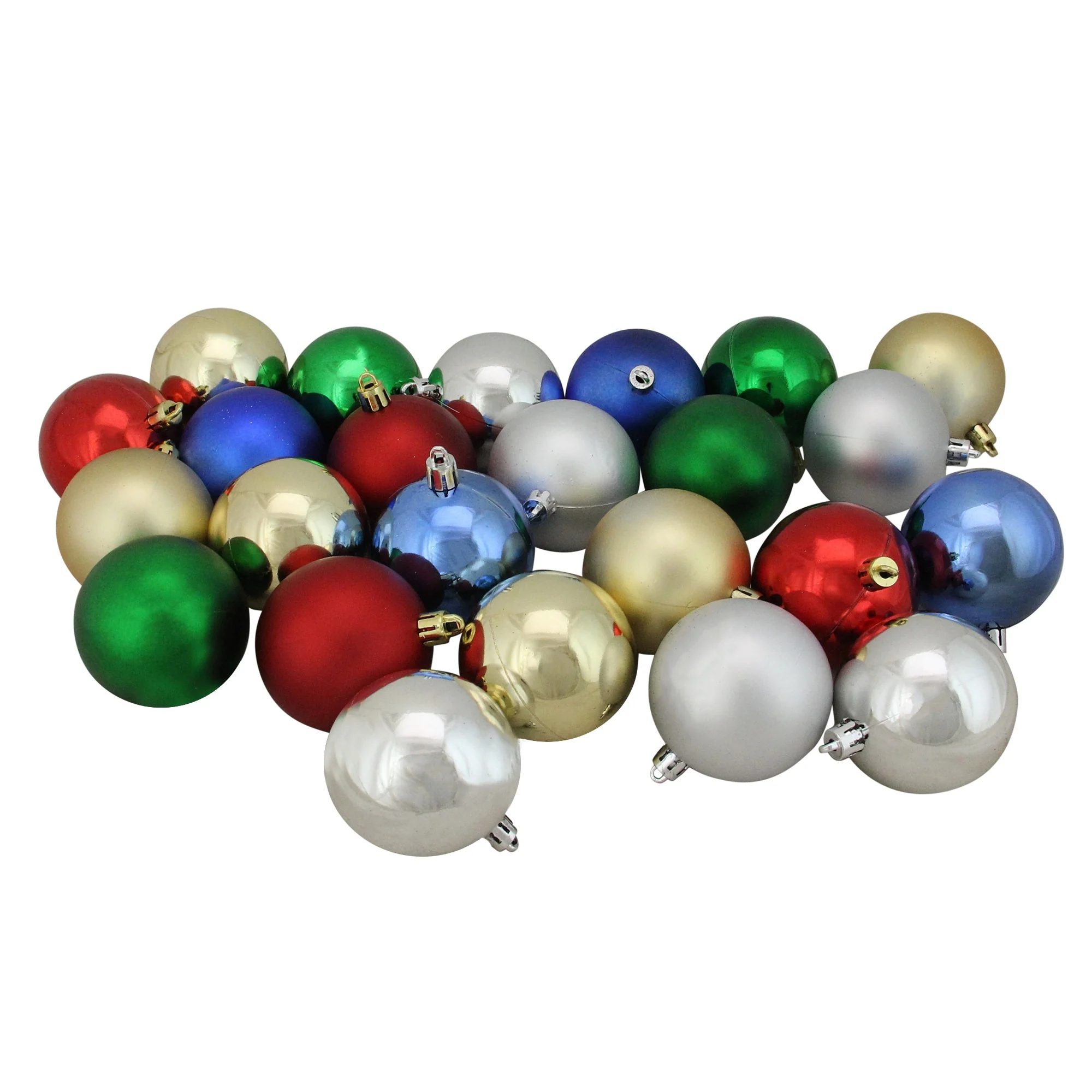 24ct Silver and Green Shatterproof 2-Finish Christmas Ornaments 2.5