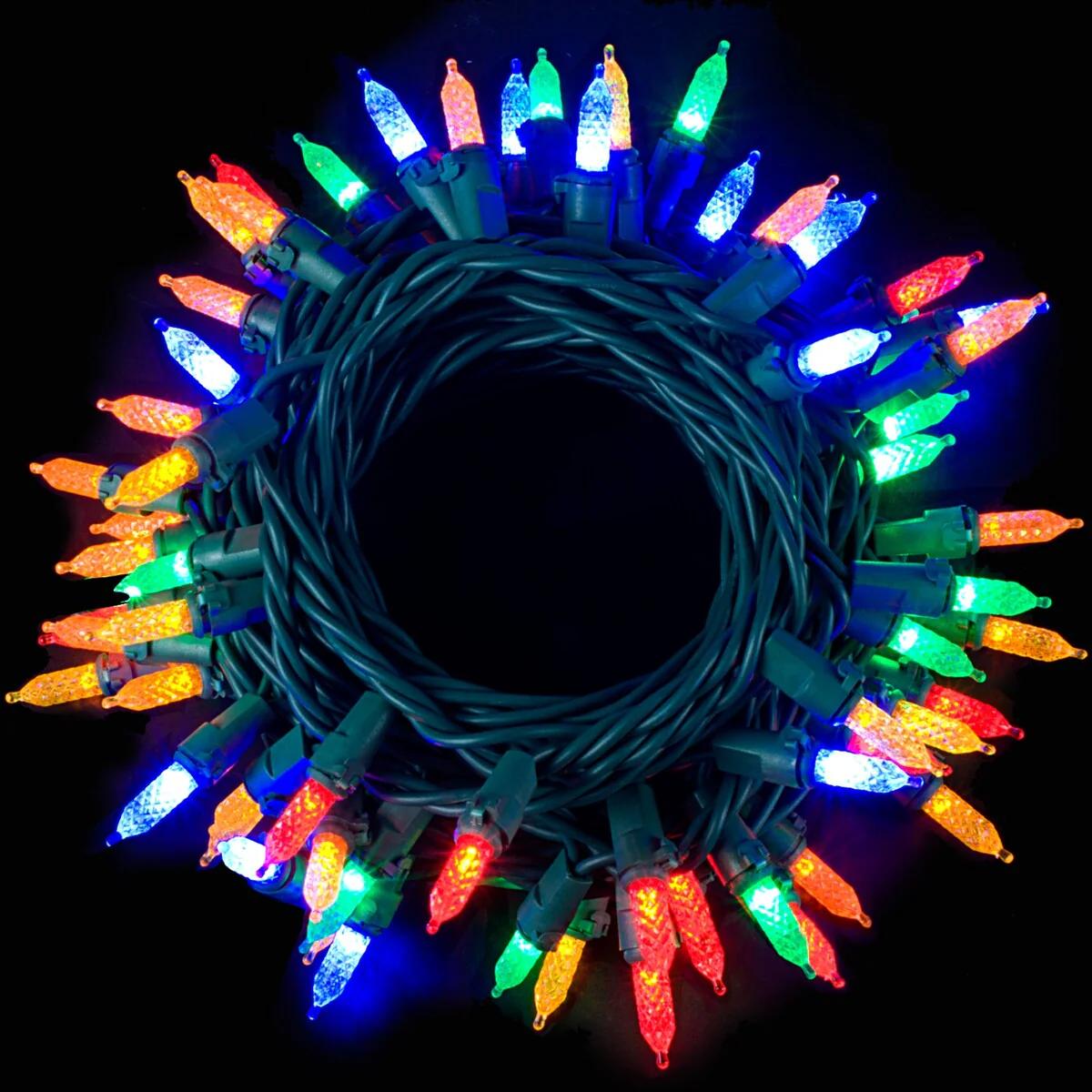 Joyfy 70 LED Multicolor Christmas Lights, 23.6FT Indoor, 52.2FT Connectable Green Wire String Lights