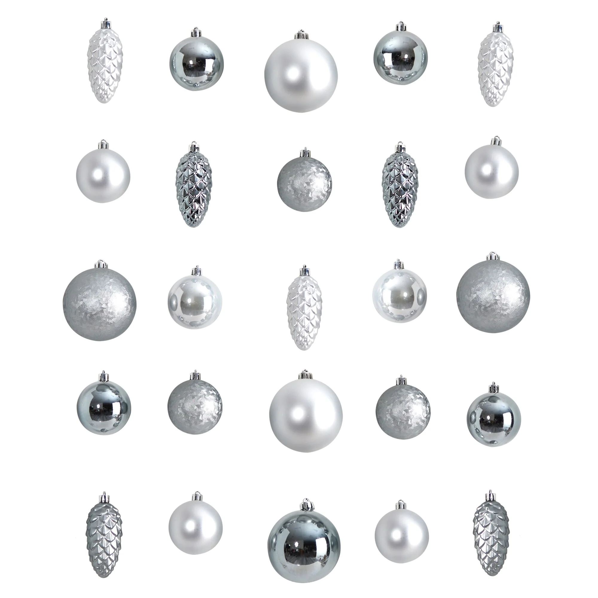 23ct Silver Shatterproof 2-Finish Christmas Tree Ornament 4