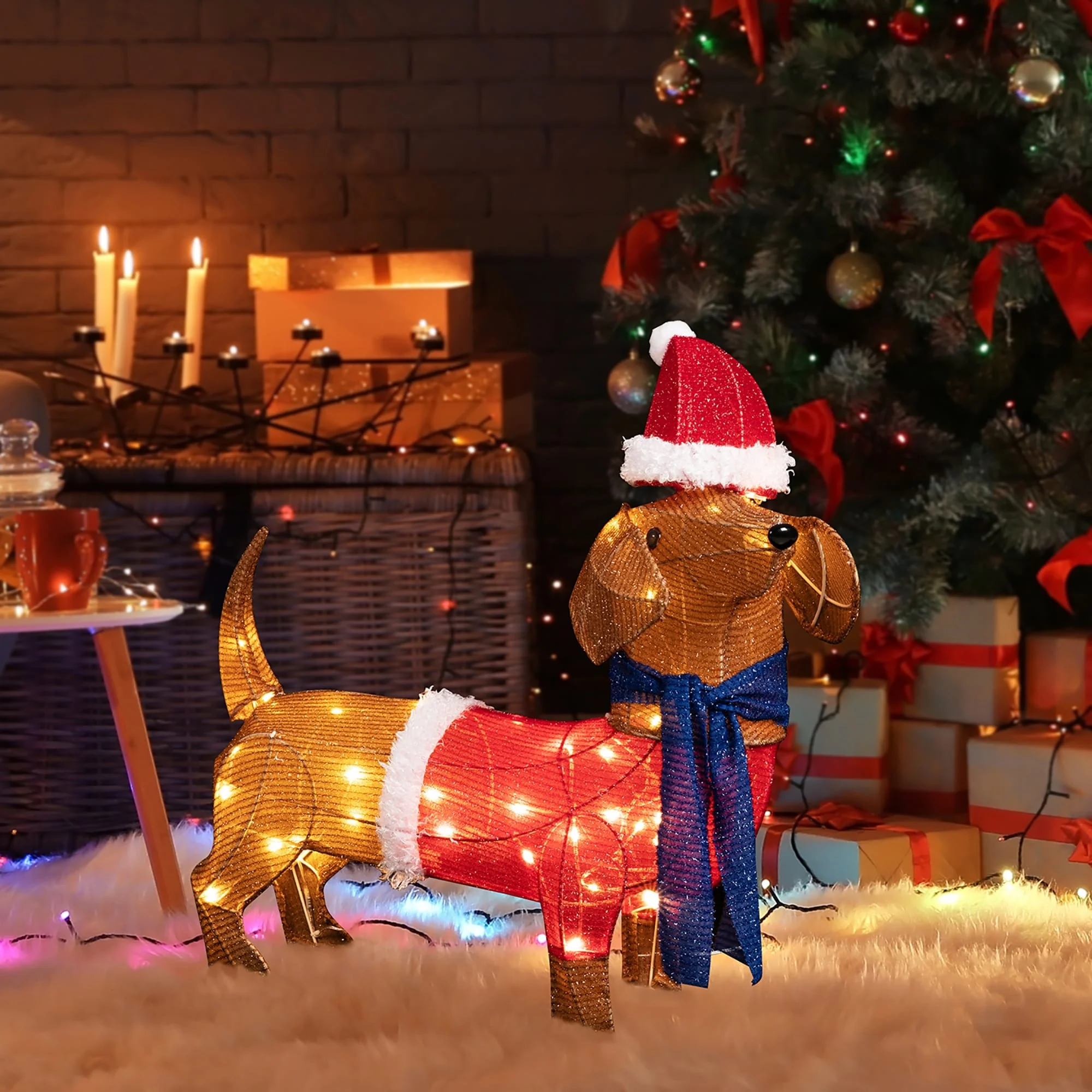 Futzca Christmas Light Holiday Reindeer & Sleigh