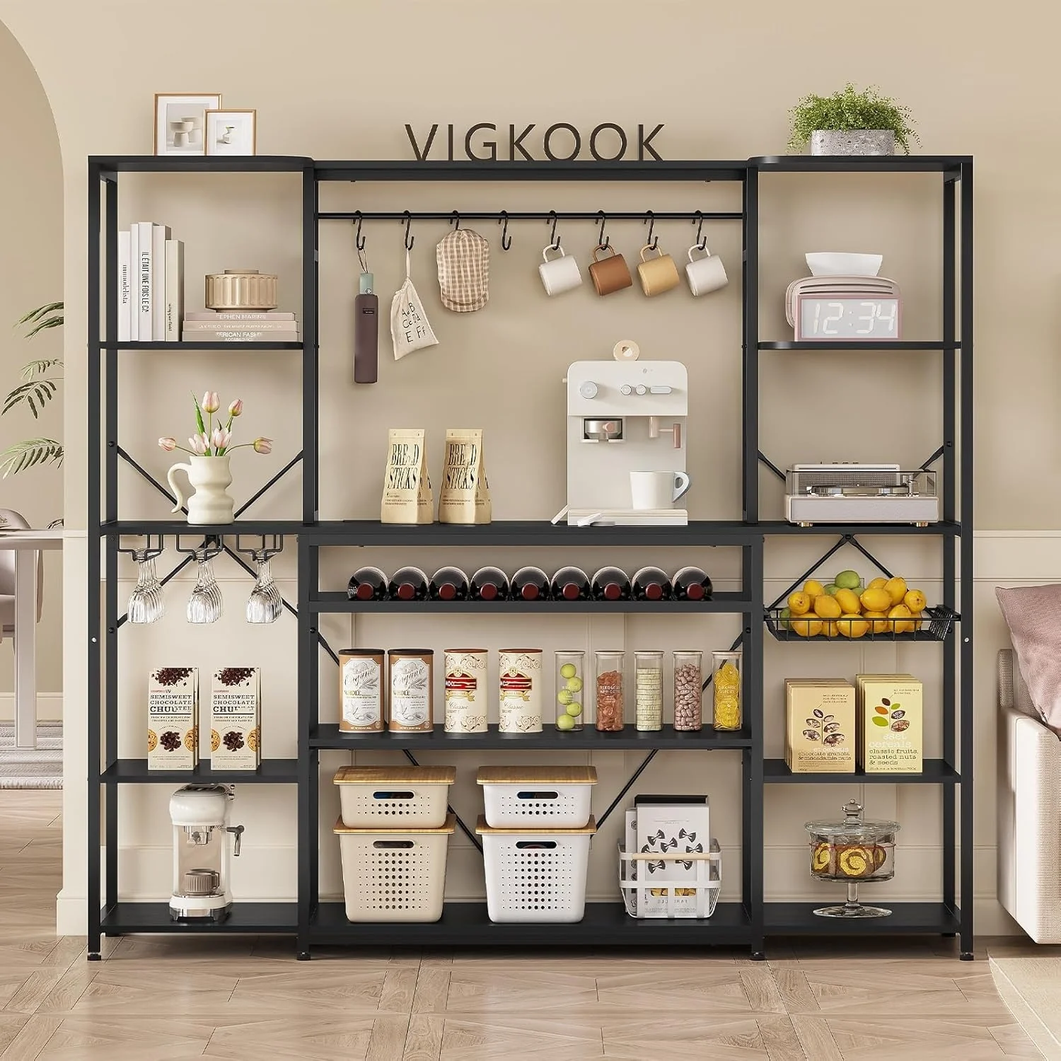 Bakers Rack Coffee Bar Wine Rack Storage Shelves