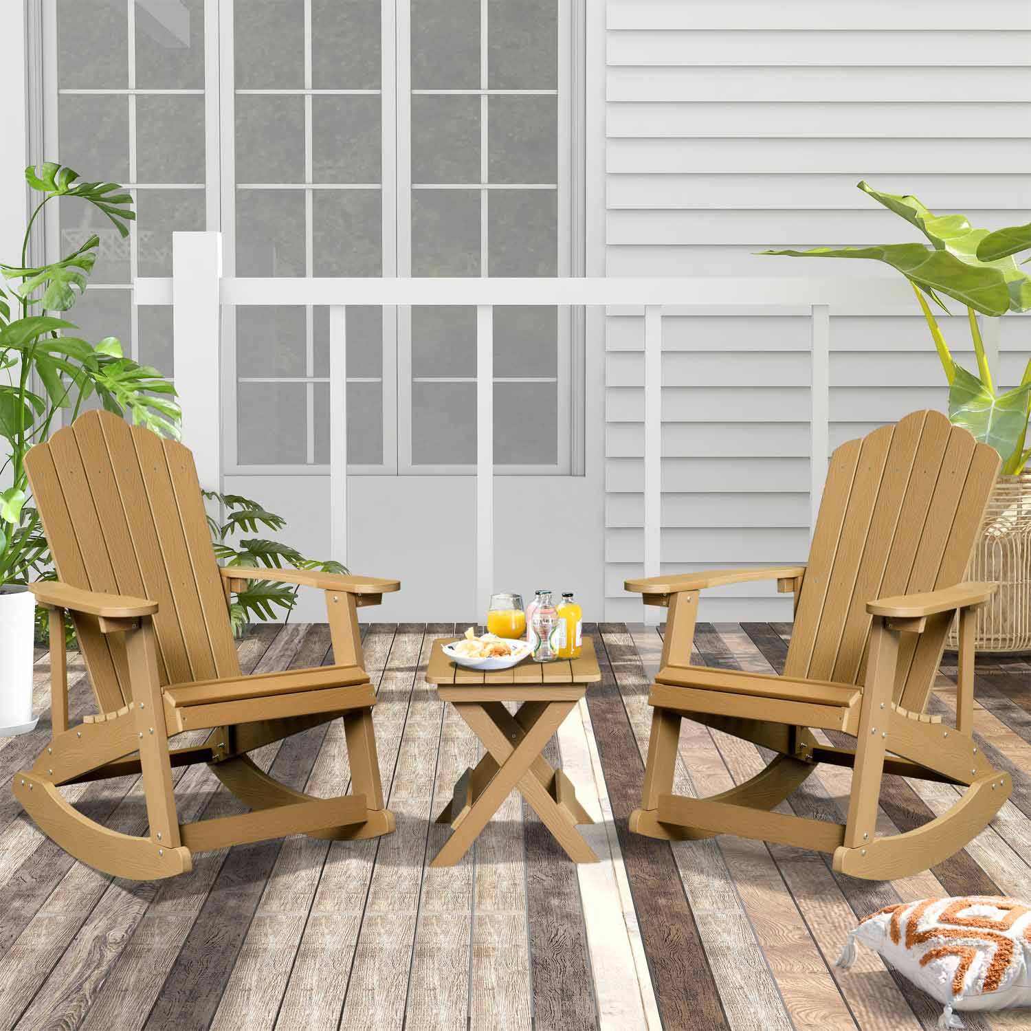 Ovios Patio Table and Chairs 3-Piece with Adirondack Chair and Folded Table